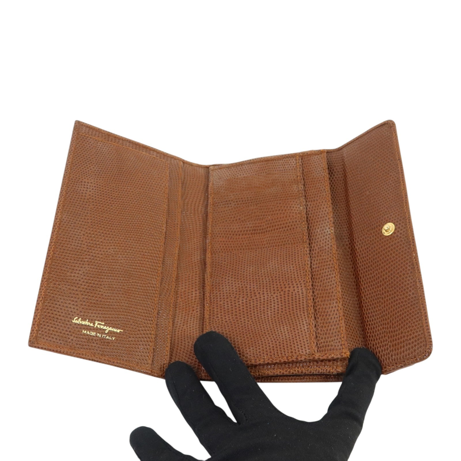 Salvatore Ferragamo 【激減優惠】牛皮皮革Long Wallet金扣長錢包