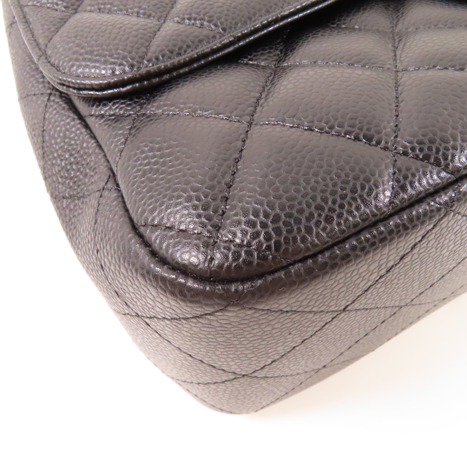 CHANEL 【激減優惠】菱格Caviar皮革Classic Jumbo Single Flap金扣鏈帶肩背袋黒色