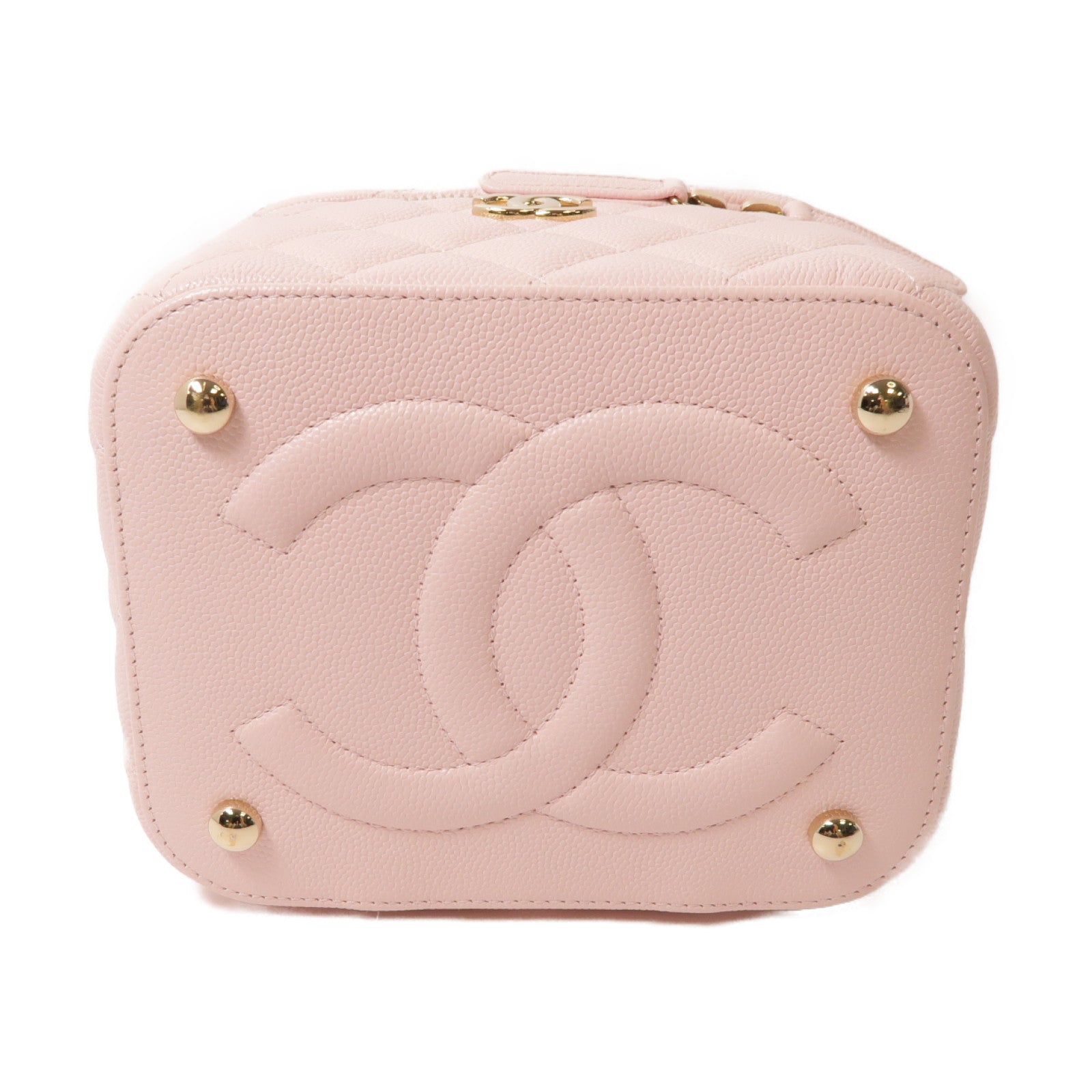 CHANEL 菱格Caviar皮革2 Way Shoulder金扣肩背袋粉紅色