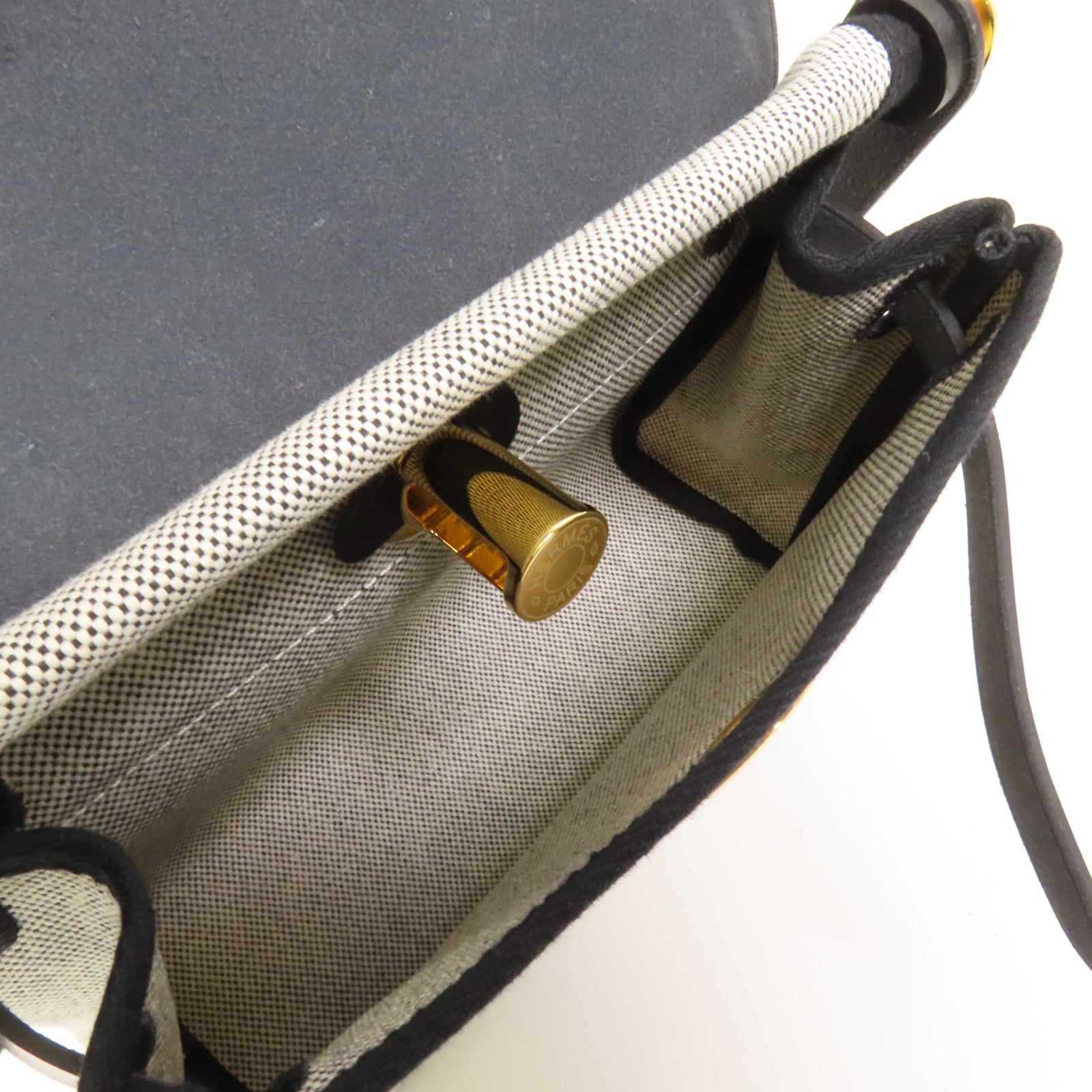 HERMES 帆布Mini Herbag金扣肩背袋