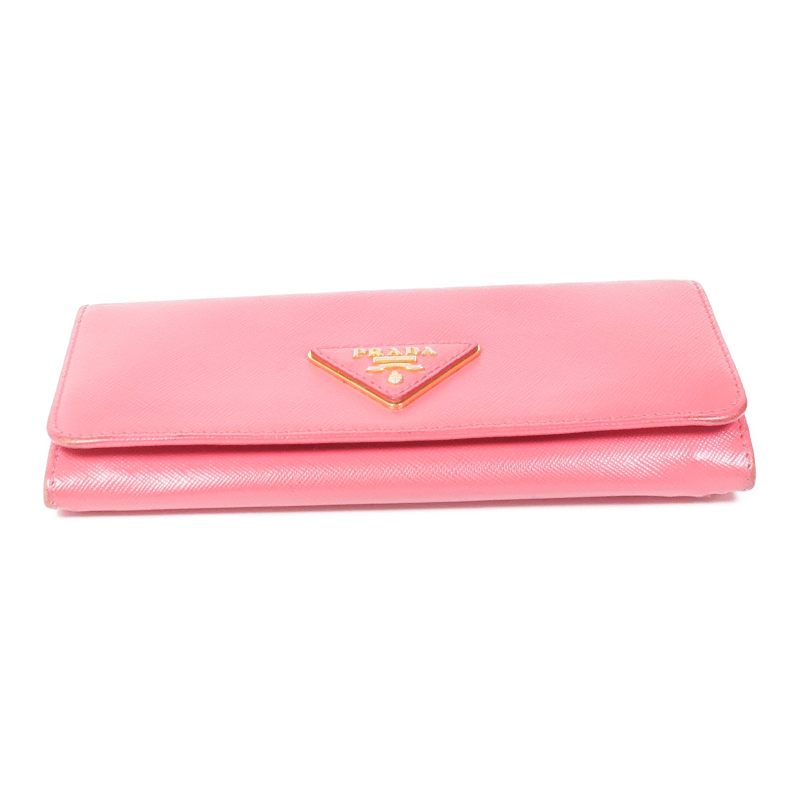 PRADA GHW Long Wallet Calfskin Leather Pink