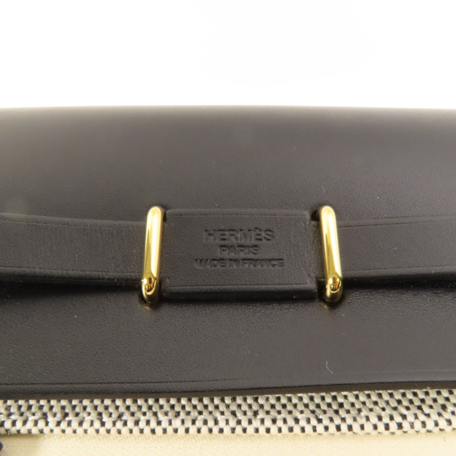 HERMES 帆布Mini Herbag金扣肩背袋