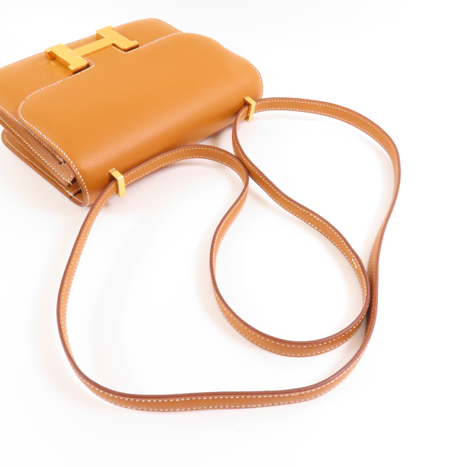 HERMES Epsom皮革Constance Mini金扣肩背袋Gold