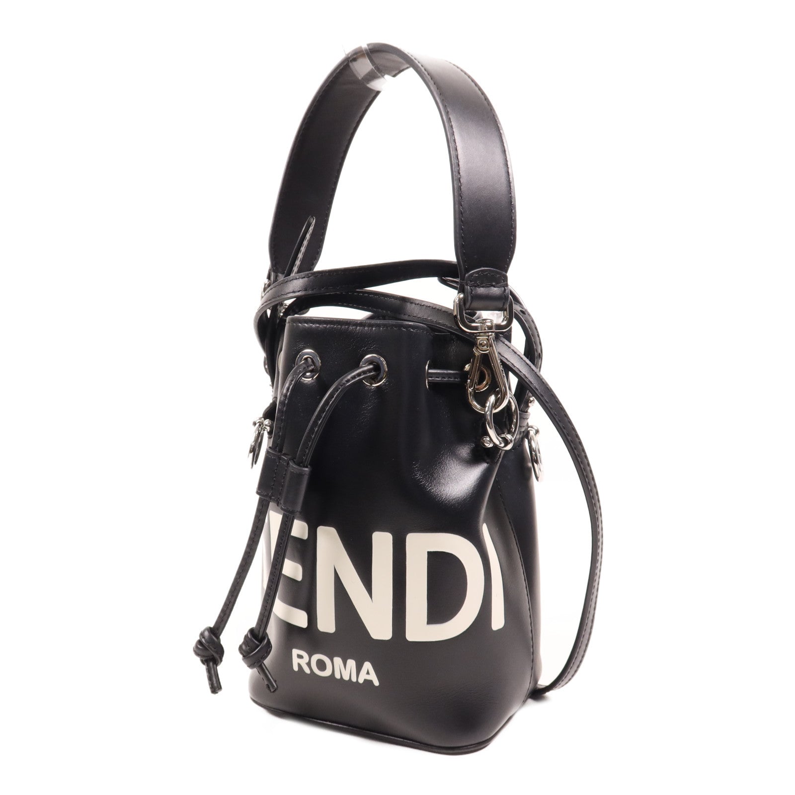 FENDI 牛皮皮革Mon Tresor Mini銀扣手挽肩背兩用袋