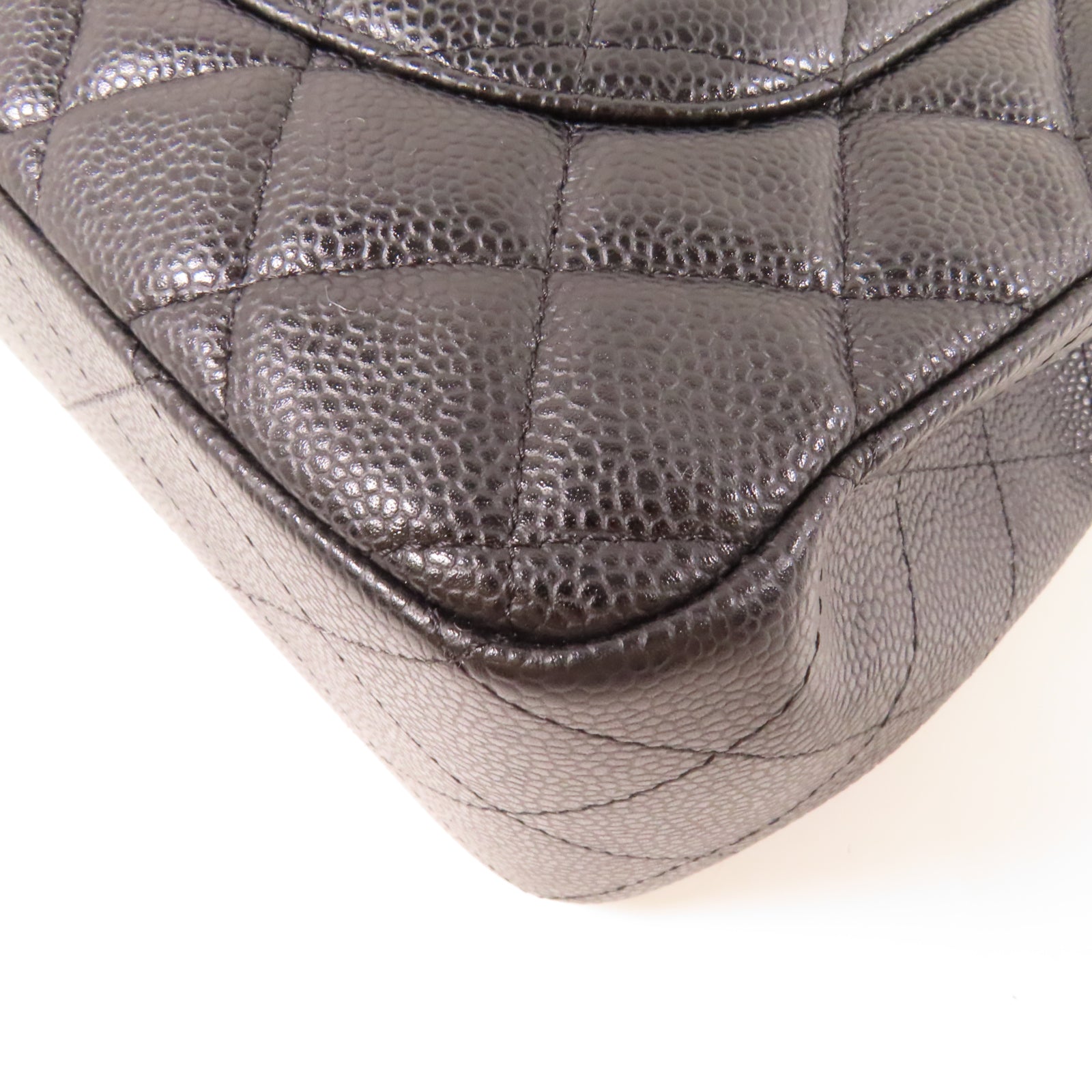 CHANEL 【激減優惠】菱格Caviar皮革Classic Jumbo Single Flap金扣鏈帶肩背袋黒色