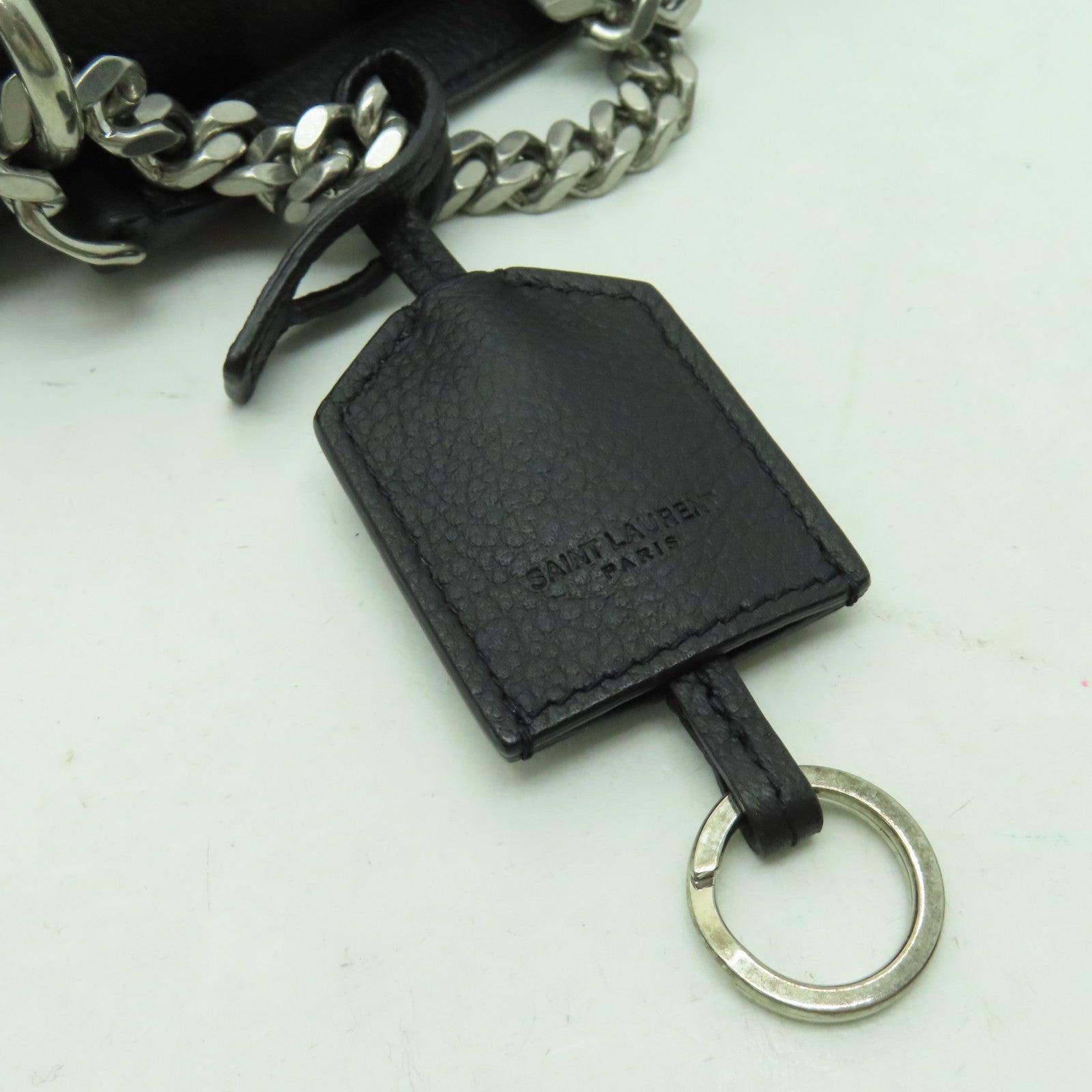SAINT LAURENT 牛皮皮革Sunset銀扣鏈帶肩背袋黑色