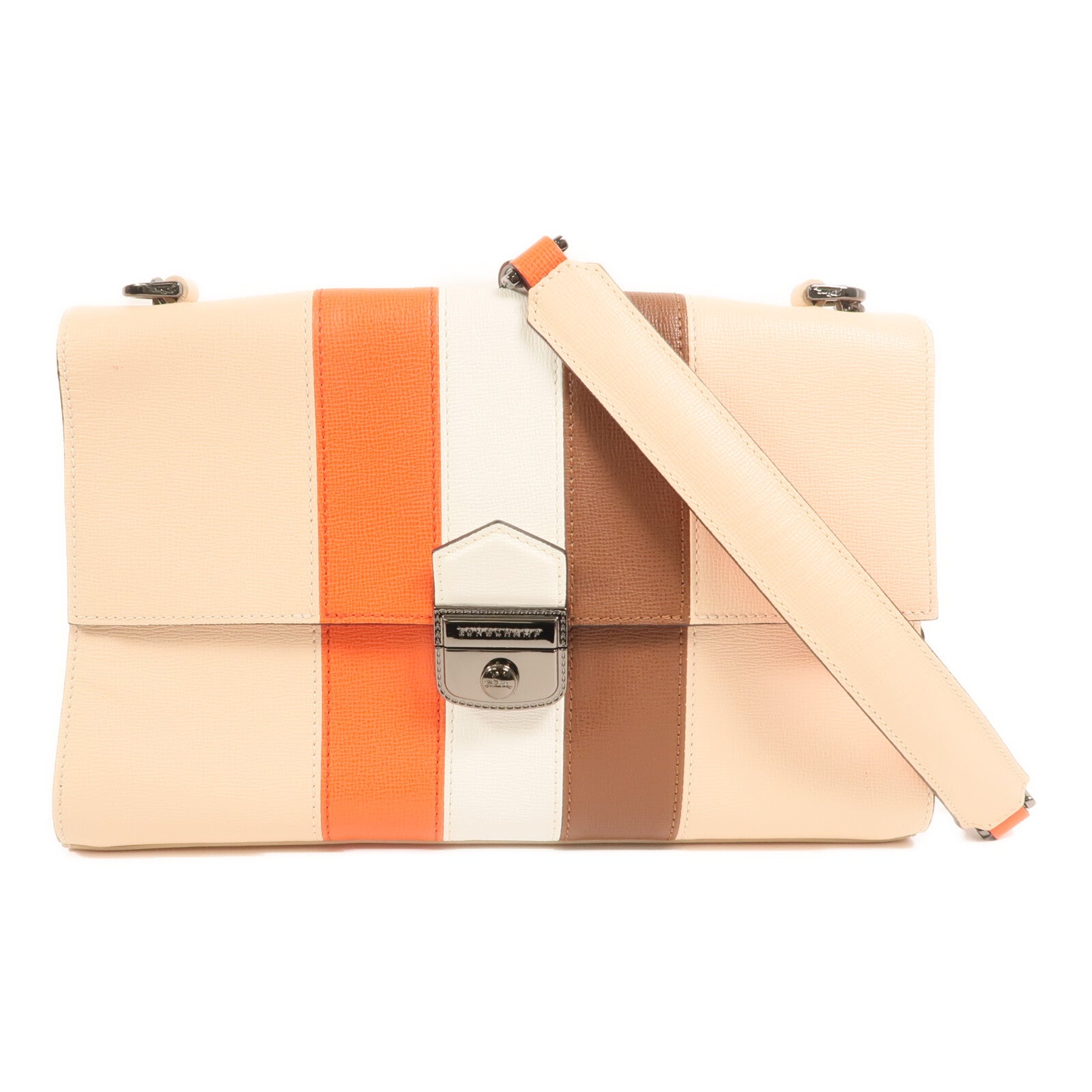 Longchamp 【激減優惠】牛皮皮革Shoulder Bag銀扣鏈帶肩背袋
