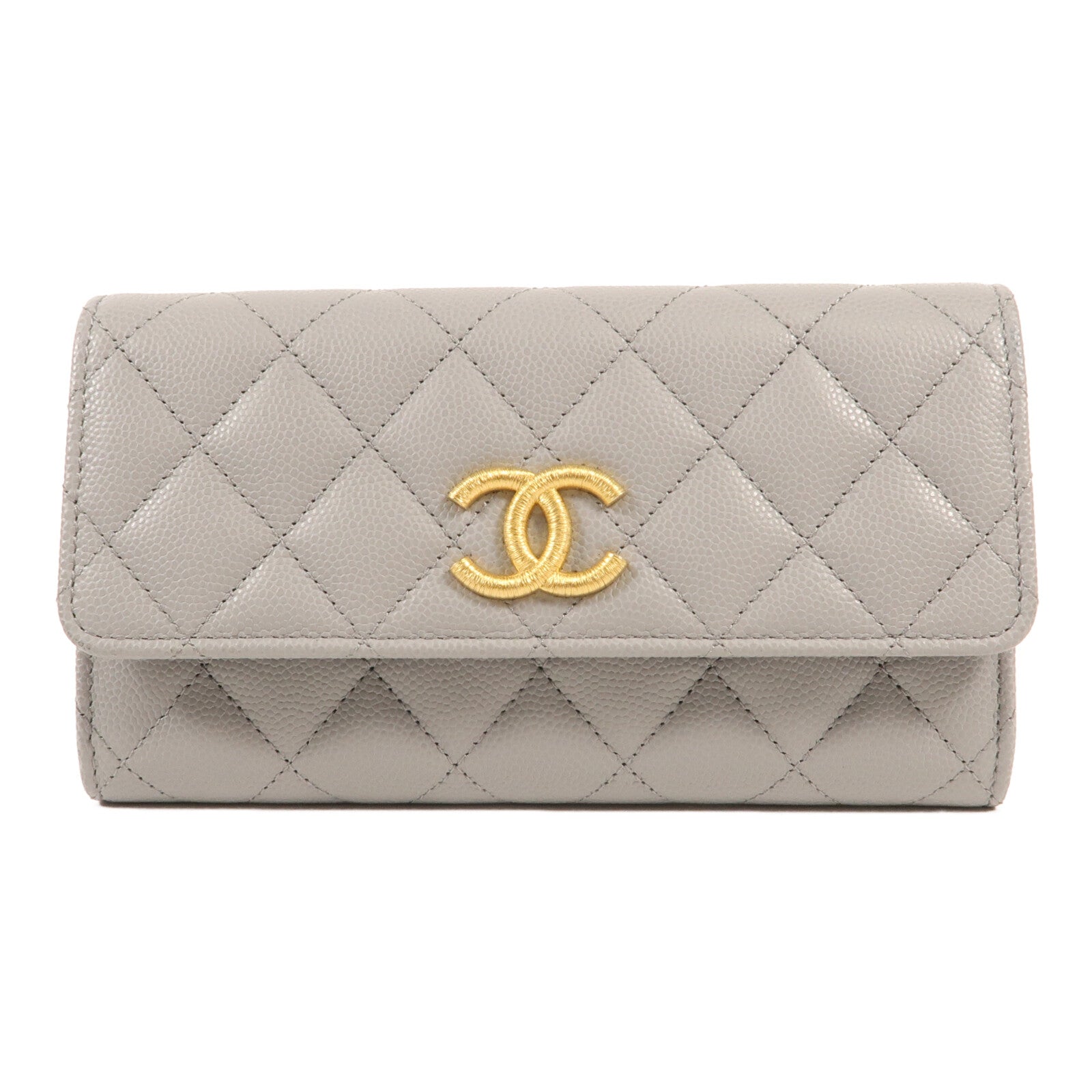 CHANEL 牛皮皮革Wallet金扣長錢包