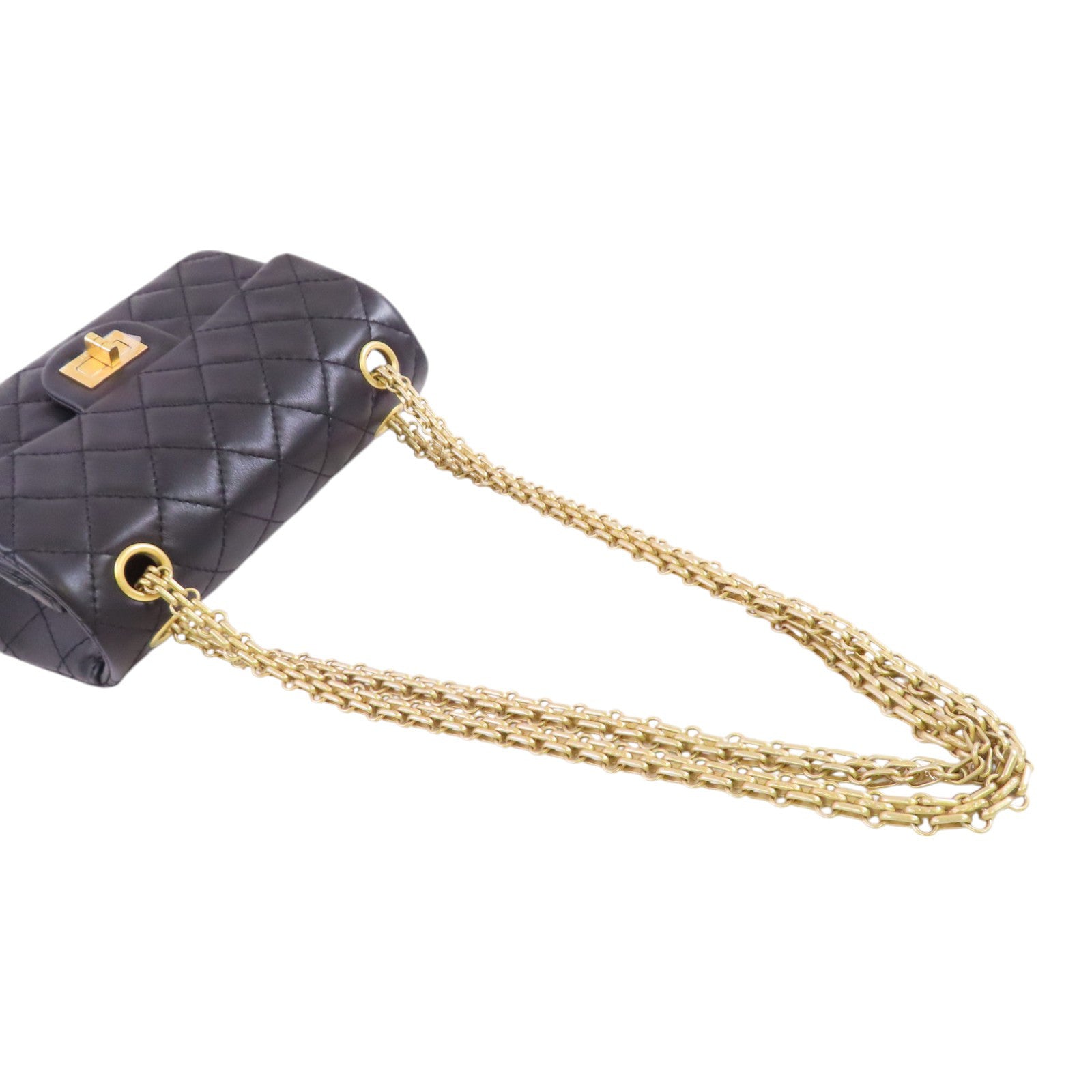 CHANEL 牛皮皮革2.55 Mini Classis Chain Shoulder Bag金扣鏈帶肩背袋