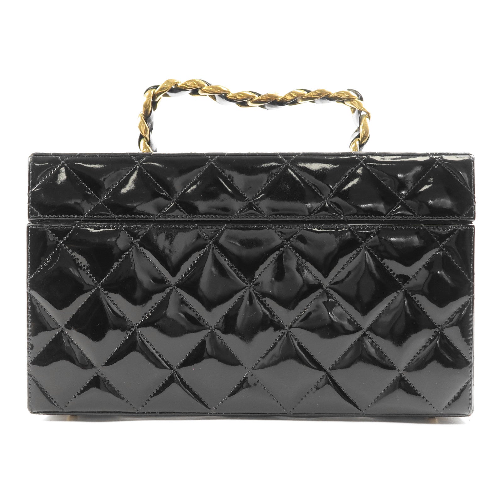 CHANEL 漆皮皮革Makeup Box金扣手挽袋
