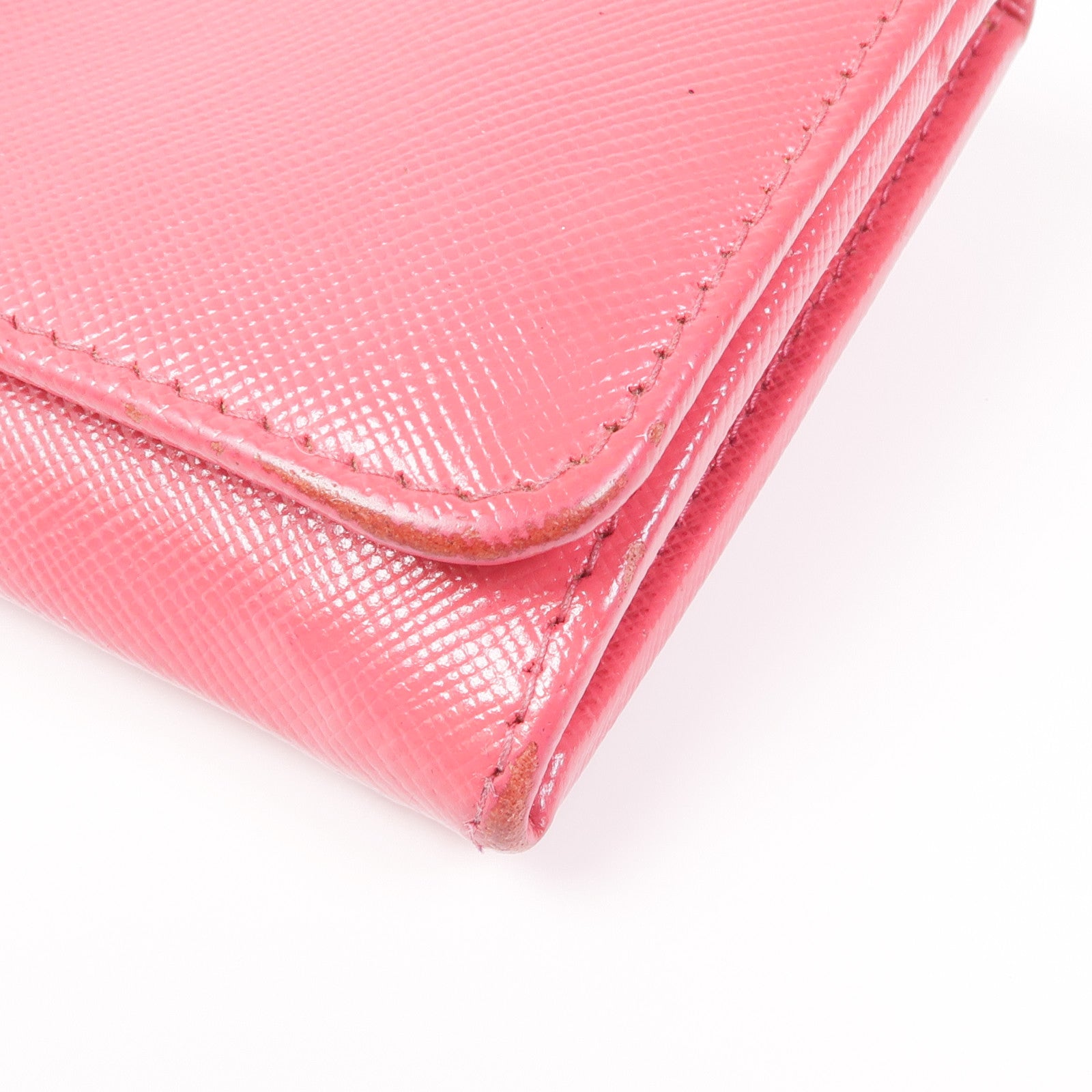 PRADA GHW Long Wallet Calfskin Leather Pink