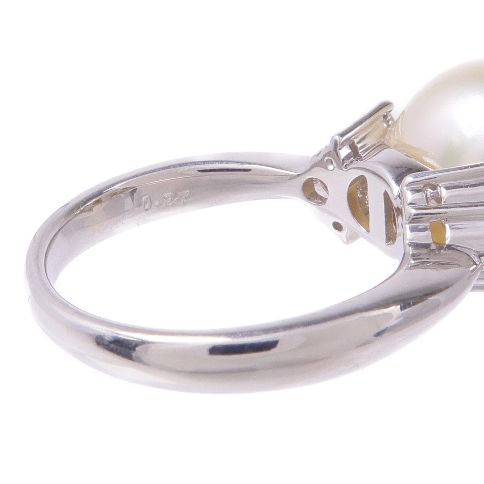 JEWELRY PT900鉑金Pearl Diamond Ring珍珠/鑽石戒指US#6