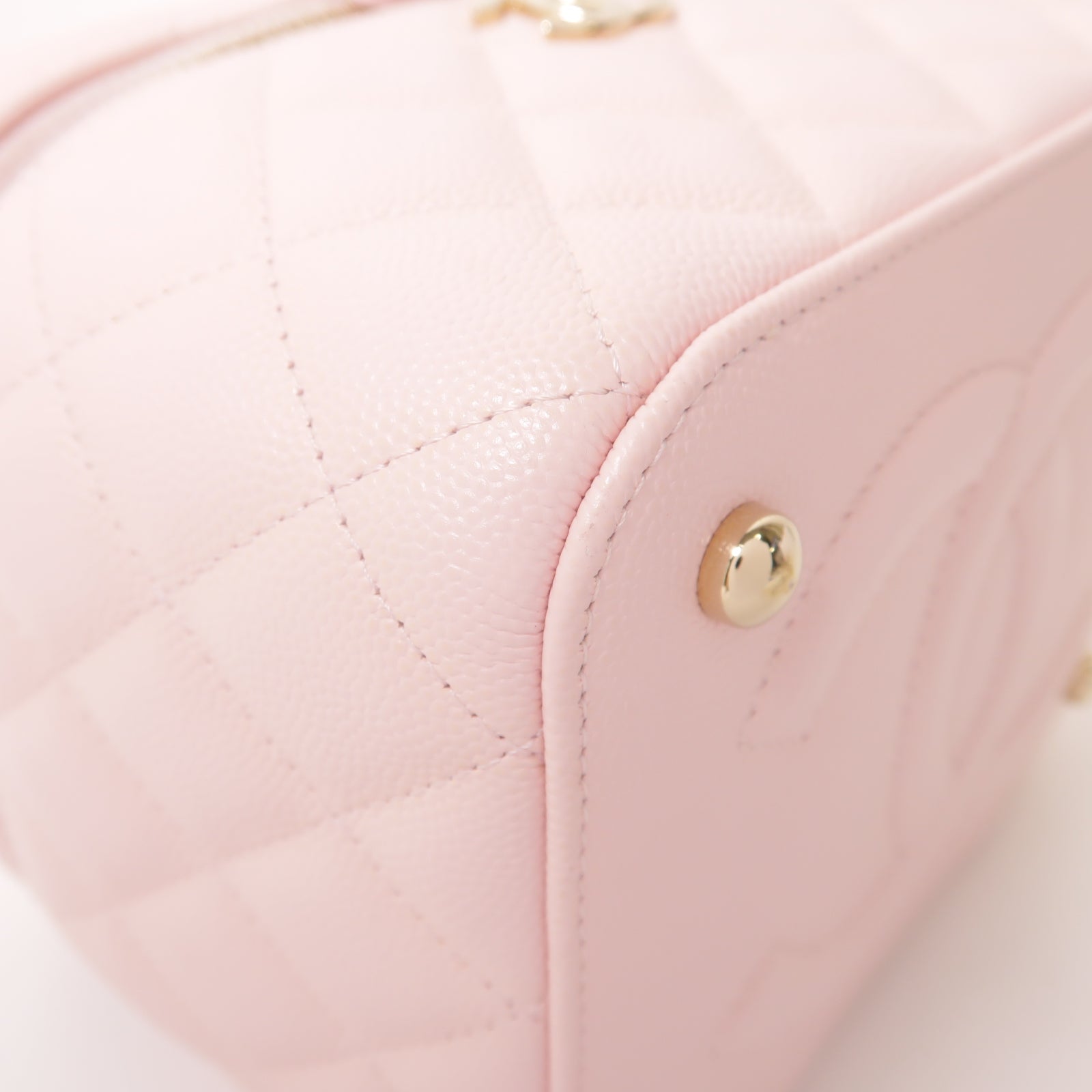 CHANEL 菱格Caviar皮革2 Way Shoulder金扣肩背袋粉紅色