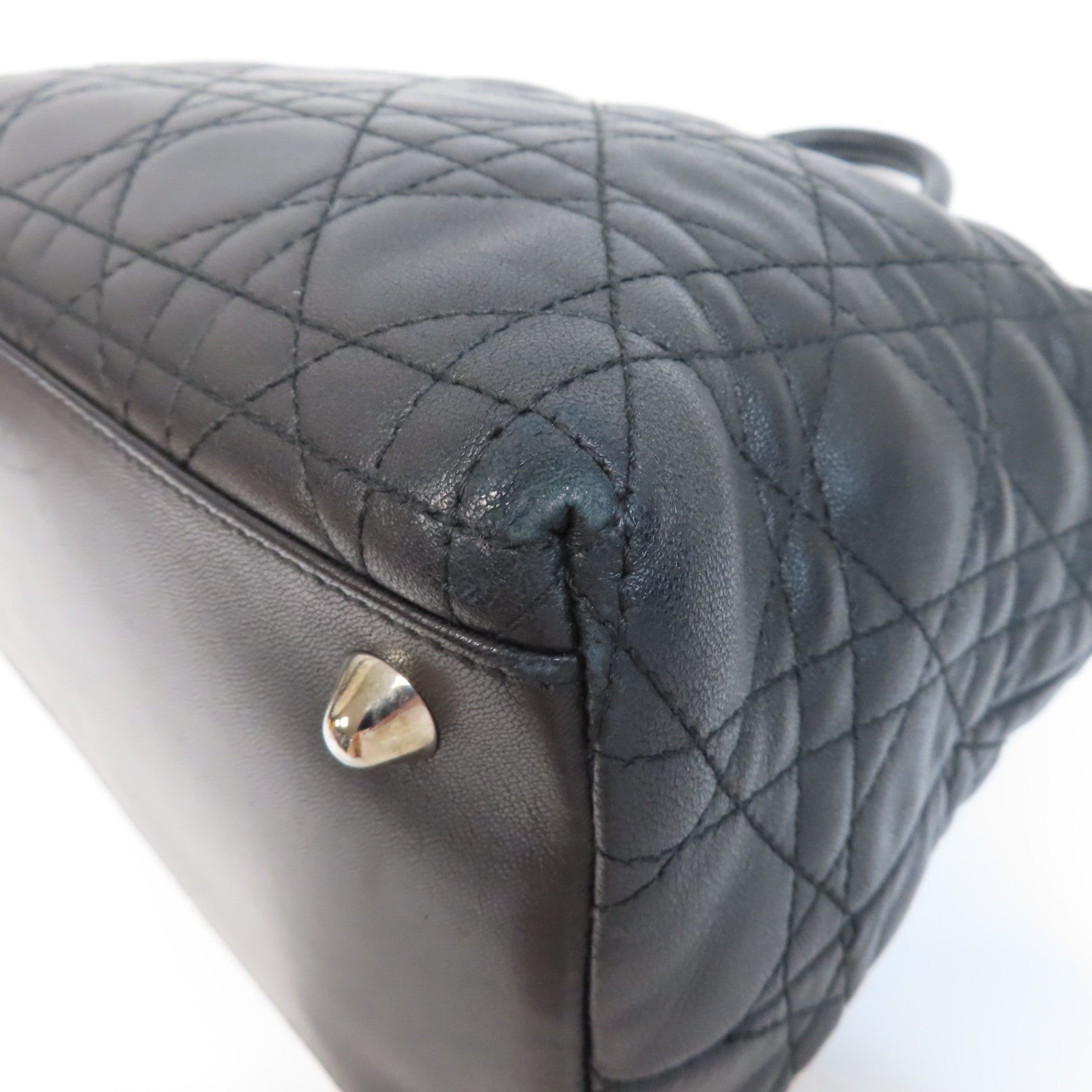 Dior 【激減優惠】羊皮皮革Hand Bag銀扣手挽袋黑色