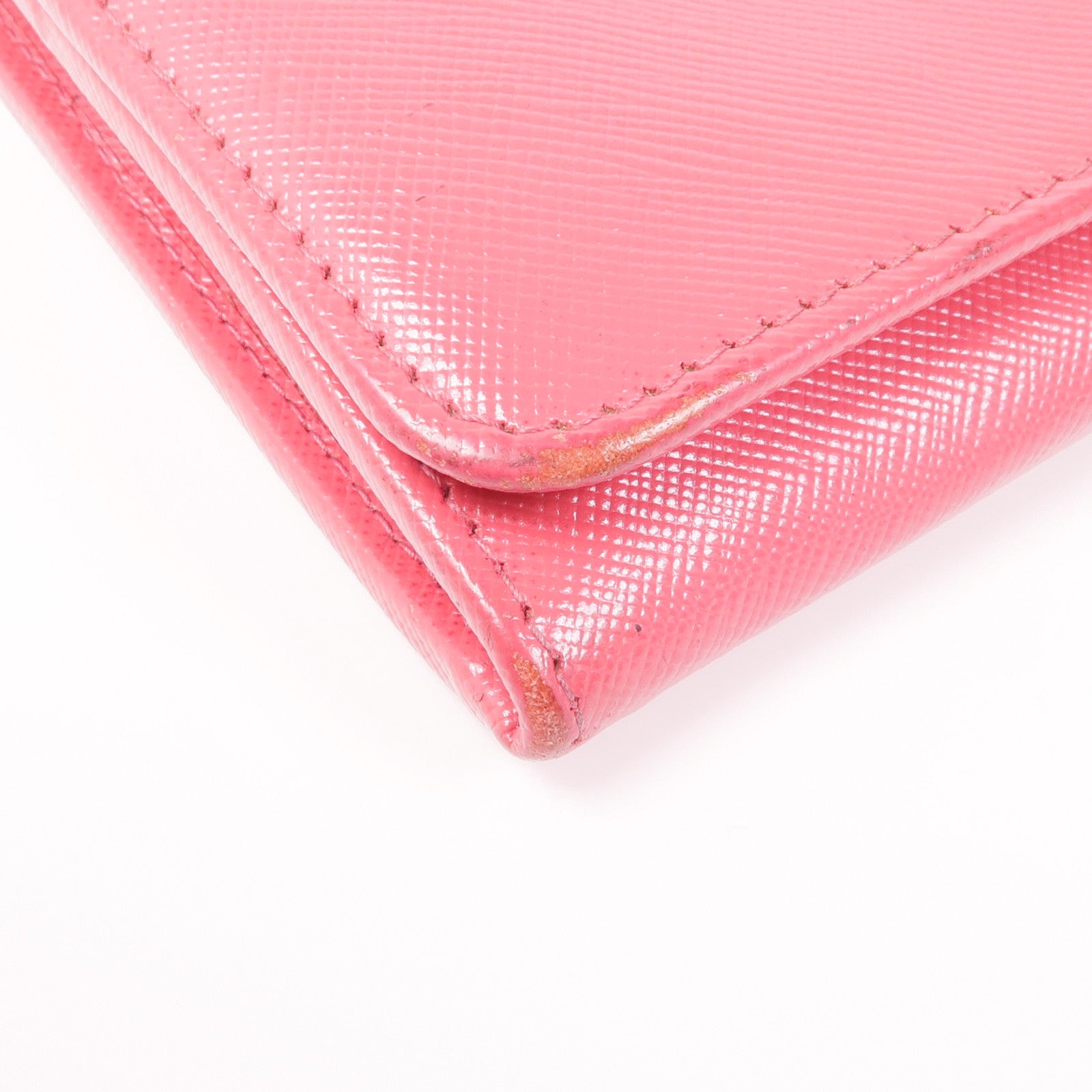 PRADA GHW Long Wallet Calfskin Leather Pink