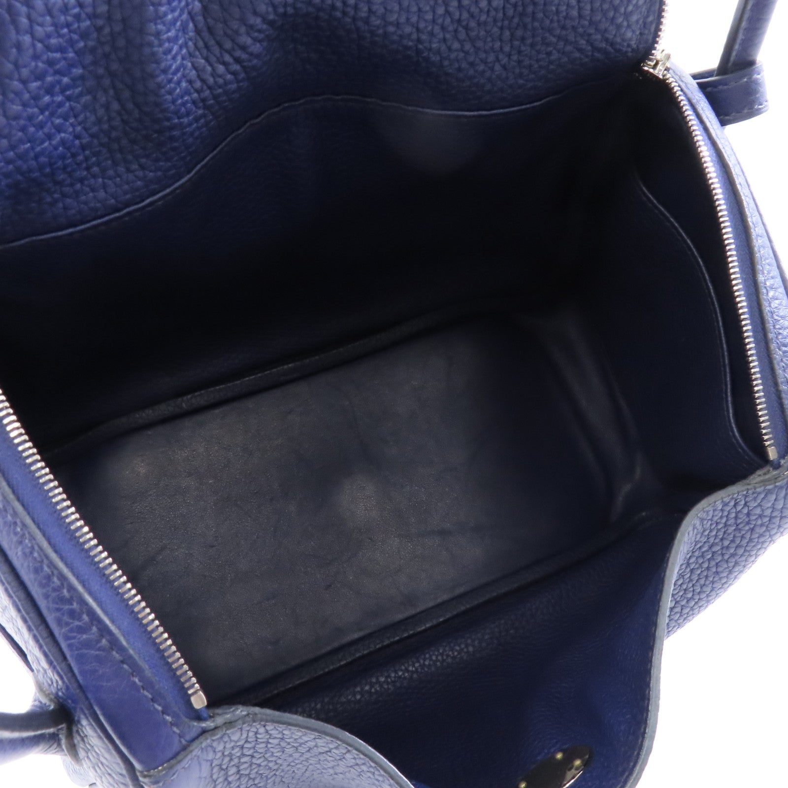 HERMES Clemence皮革Lindy 26銀扣手挽肩背兩用袋藍色/Bleu Saphir