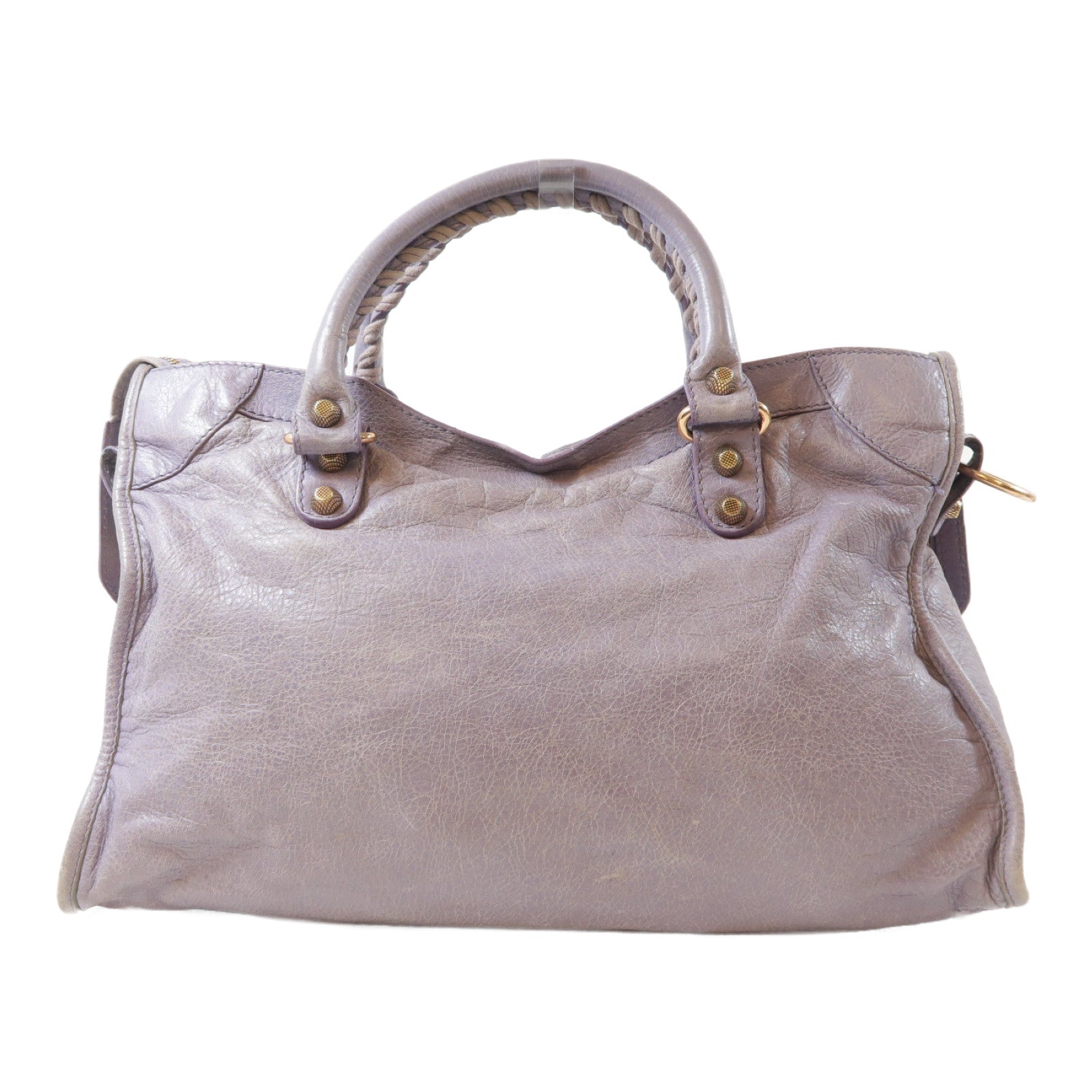 BALENCIAGA 羊皮皮革Giant City Bag金扣手挽肩背兩用袋紫色