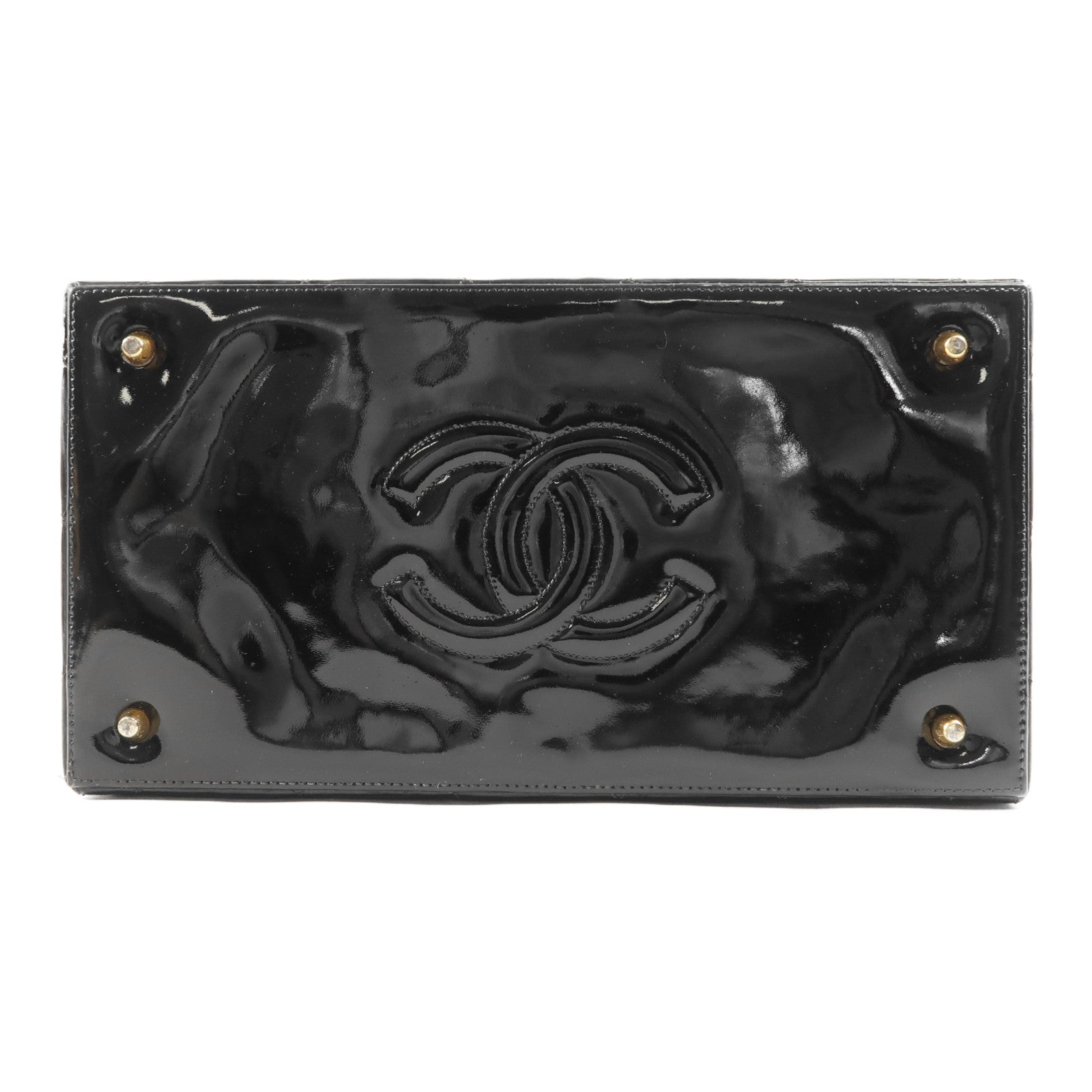 CHANEL 漆皮皮革Makeup Box金扣手挽袋