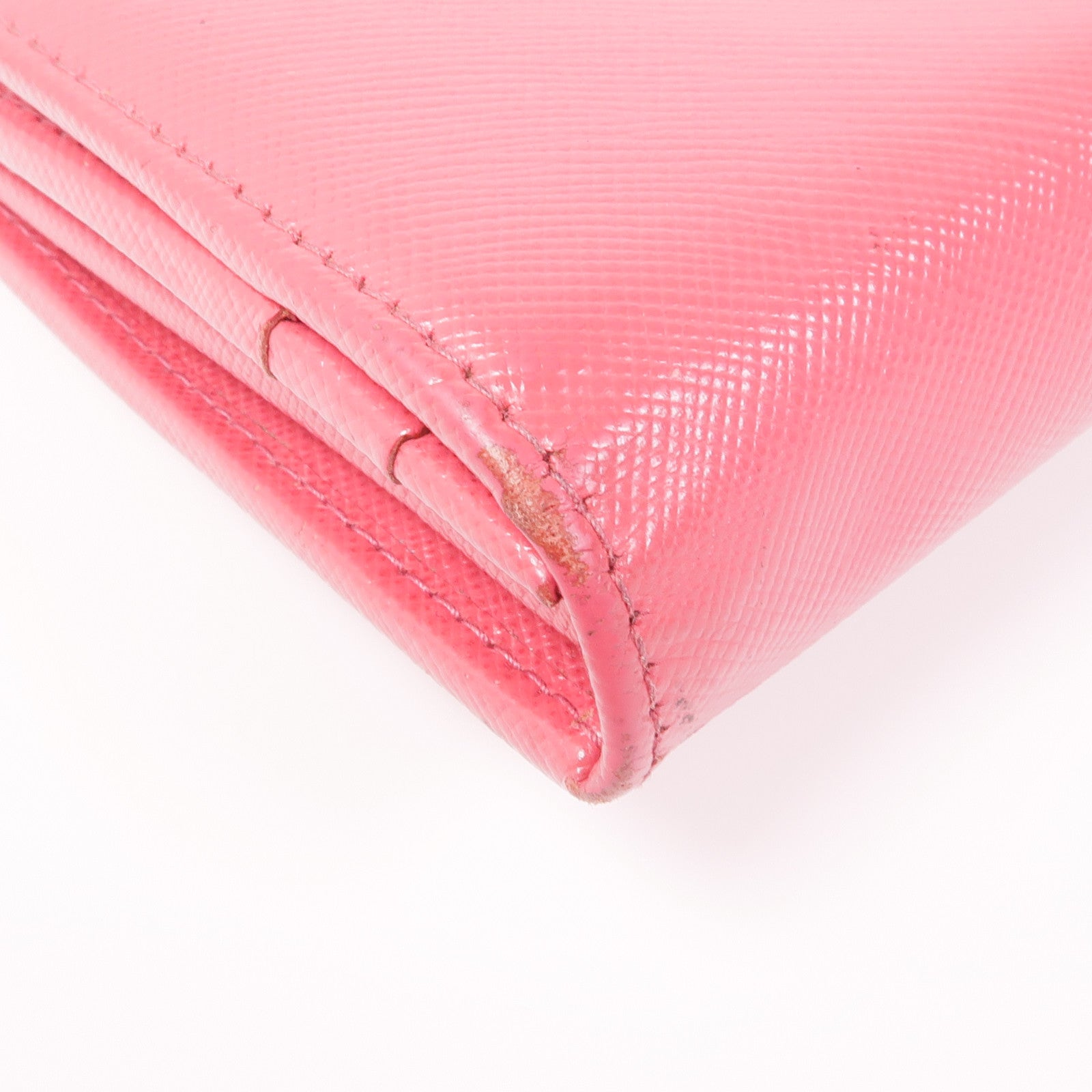 PRADA GHW Long Wallet Calfskin Leather Pink