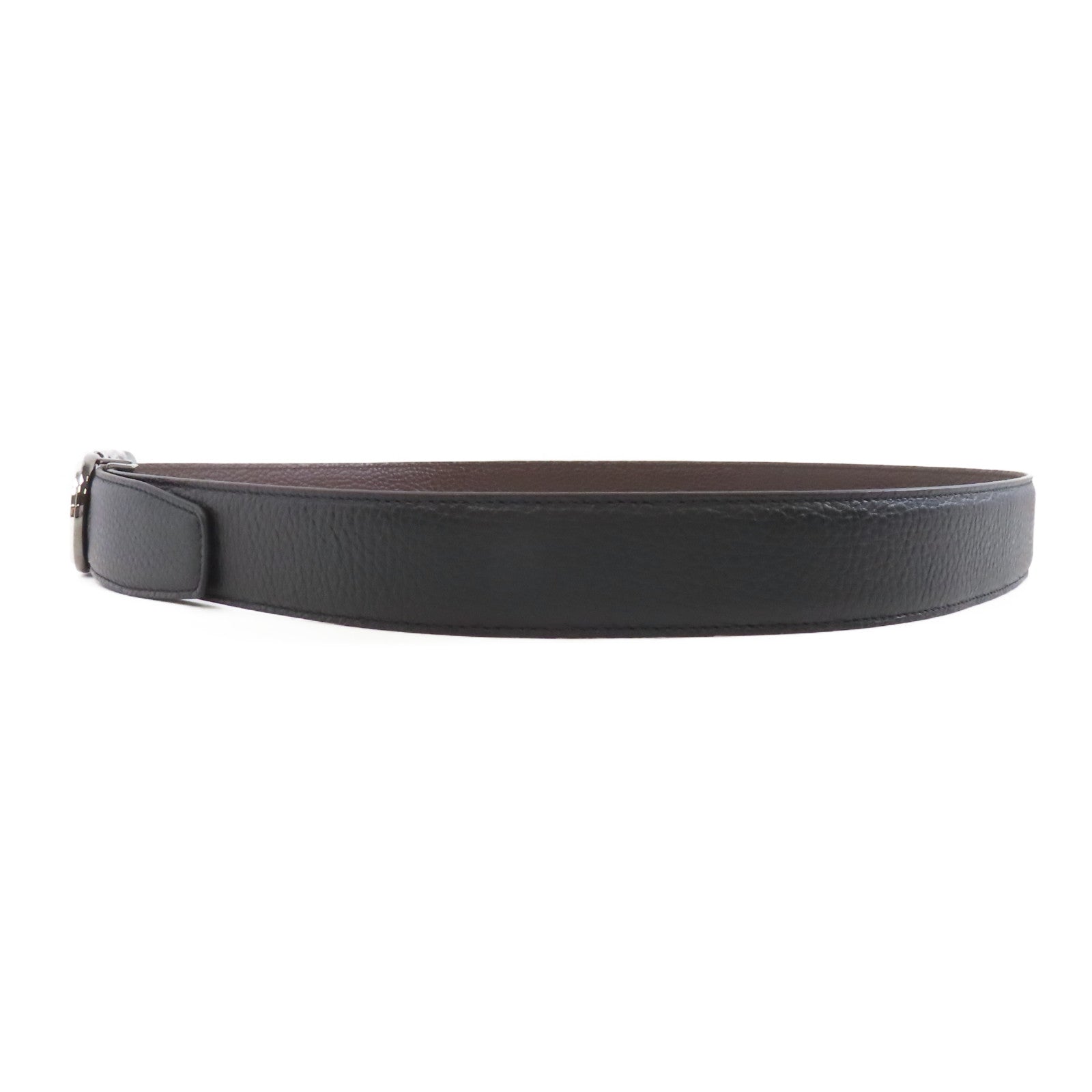 Salvatore Ferragamo 皮革Belt銀扣皮帶黑色/啡色