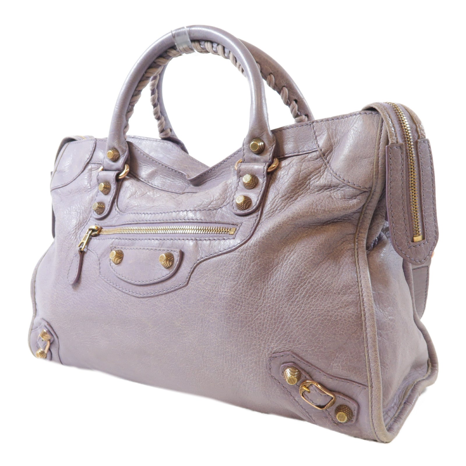 BALENCIAGA 羊皮皮革Giant City Bag金扣手挽肩背兩用袋紫色