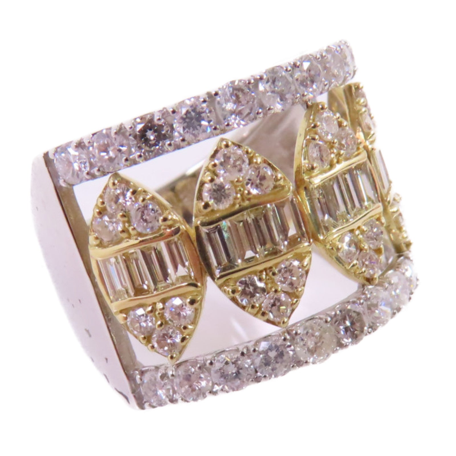 JEWELRY PT950鉑金/18K黃金/2.00ct鑽石Diamond Ring戒指US#6.25