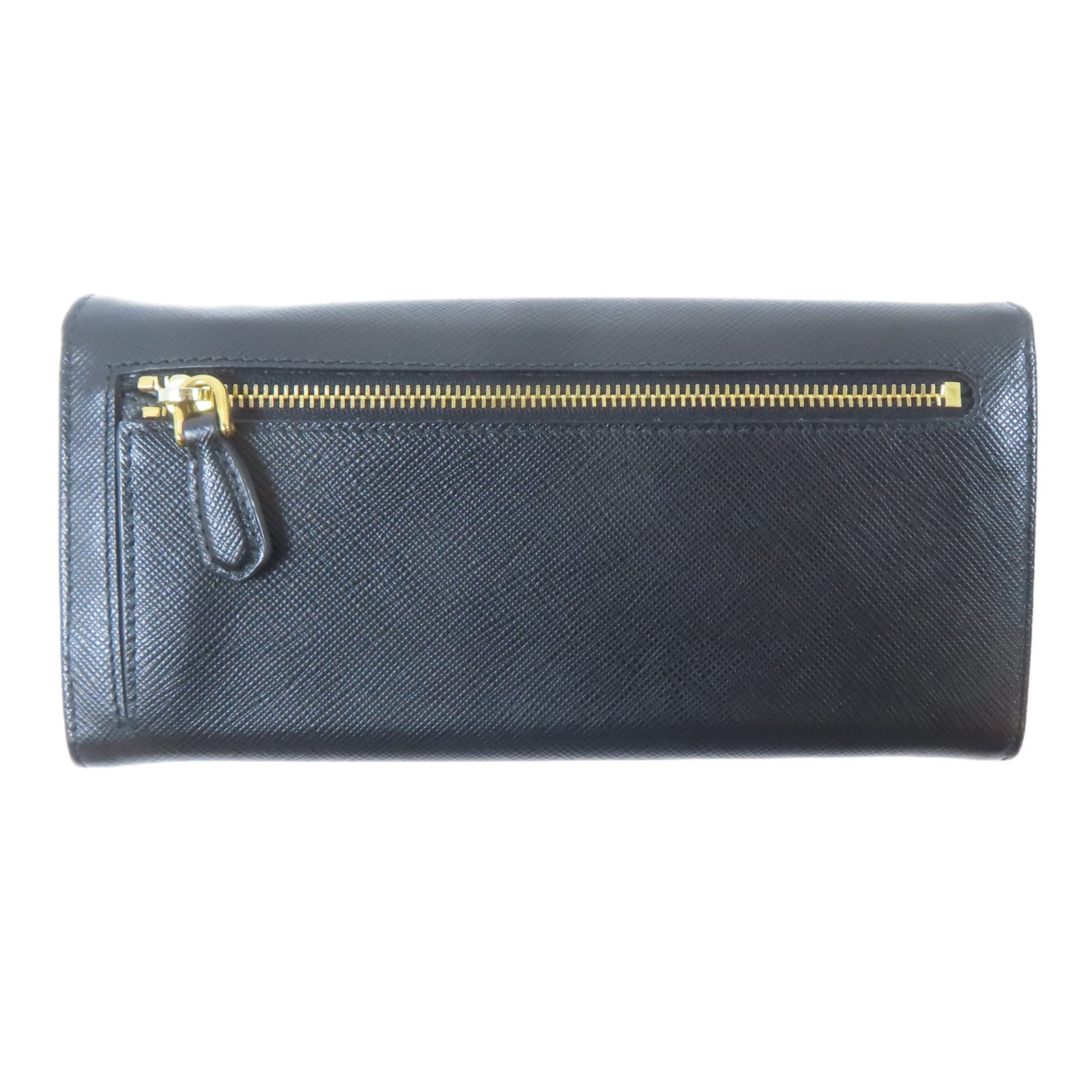 PRADA Saffiano皮革Long Wallet金扣長錢包黑色