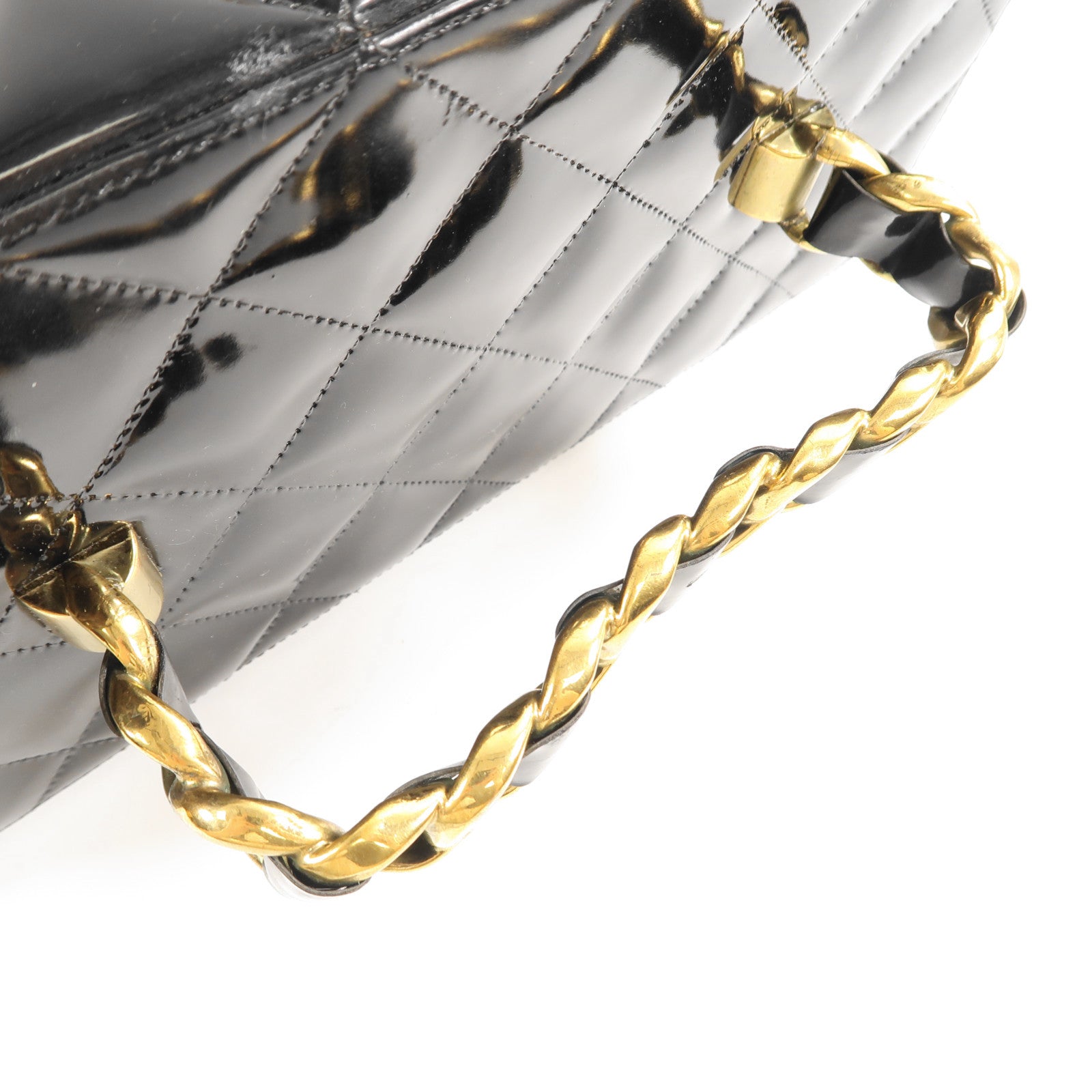 CHANEL 漆皮皮革Makeup Box金扣手挽袋