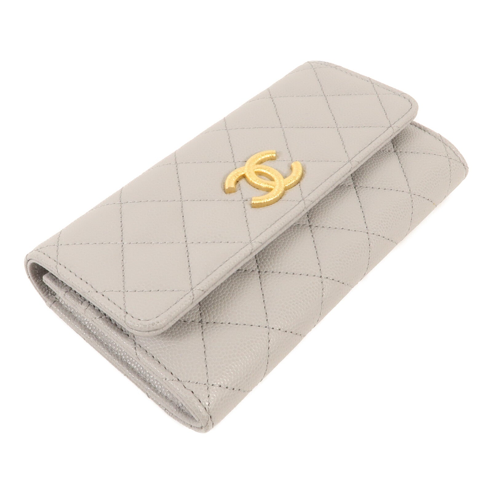 CHANEL 牛皮皮革Wallet金扣長錢包