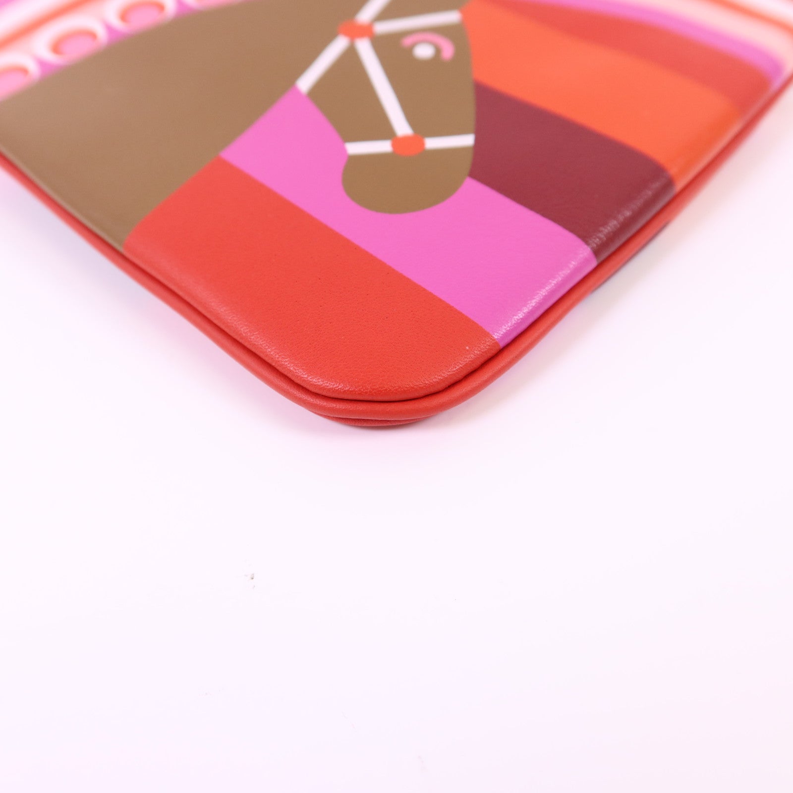 HERMES 【激減優惠】Swift皮革Carre Pocket Pouch銀扣小袋Rouge De Coeur