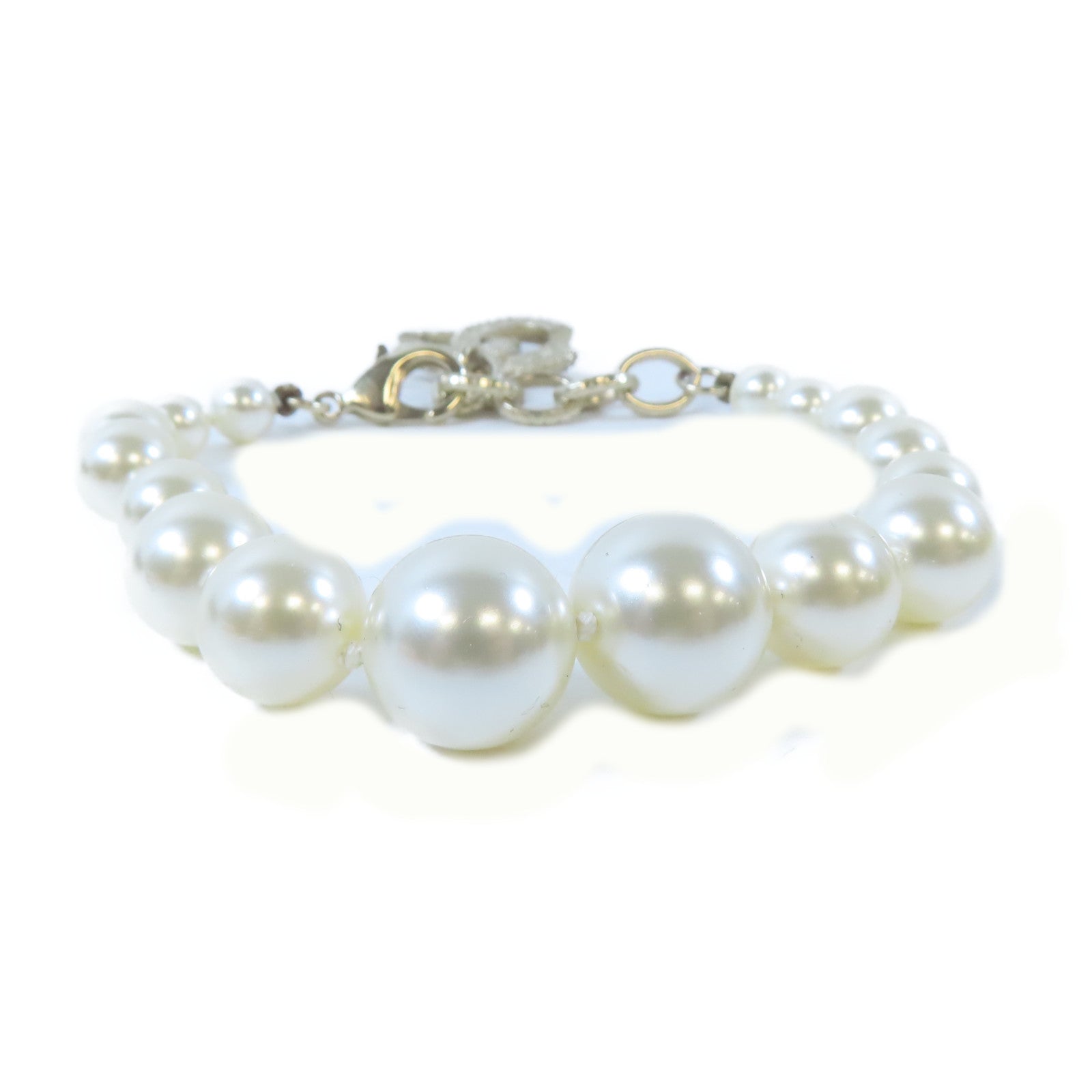 CHANEL PVC/金屬Bracelet手鏈白色/金色#18cm