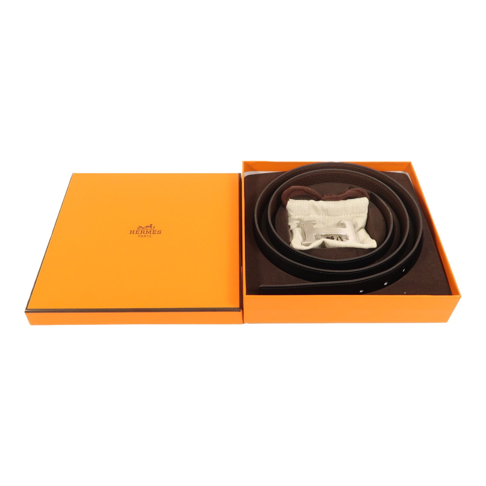 HERMES Togo皮革H Belt皮帶Chocolate