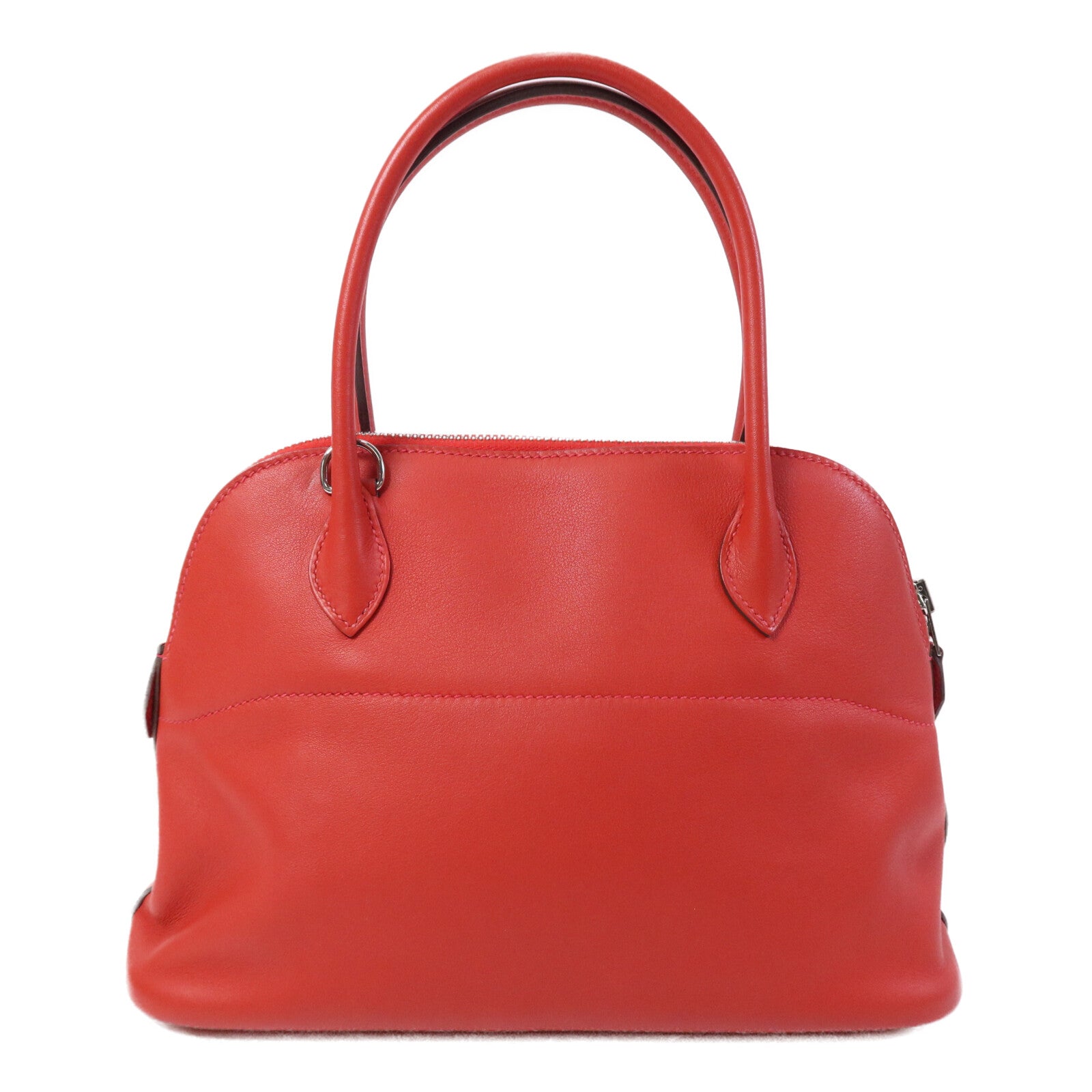 HERMES Swift皮革Bolide 27銀扣手挽肩背兩用袋Rouge Tomate