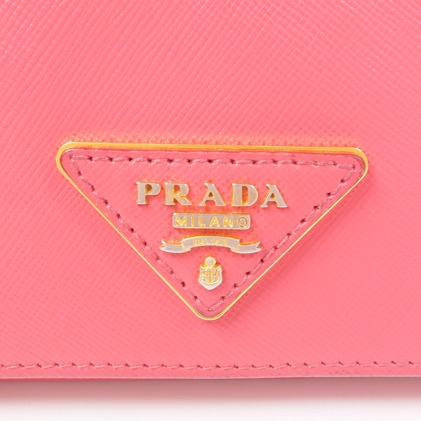 PRADA GHW Long Wallet Calfskin Leather Pink