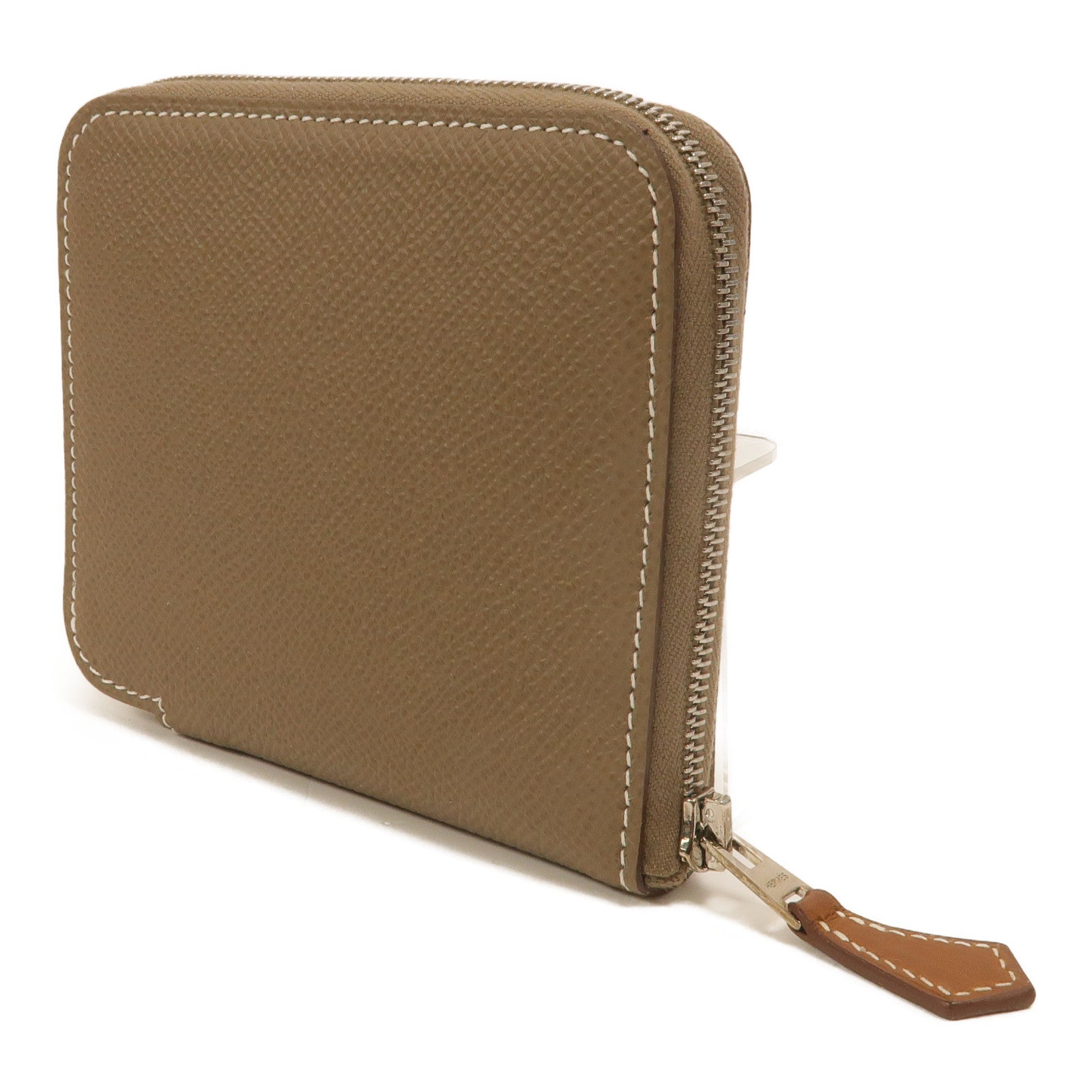 HERMES Epsom皮革Silk In Compact Wallet錢包Etoupe