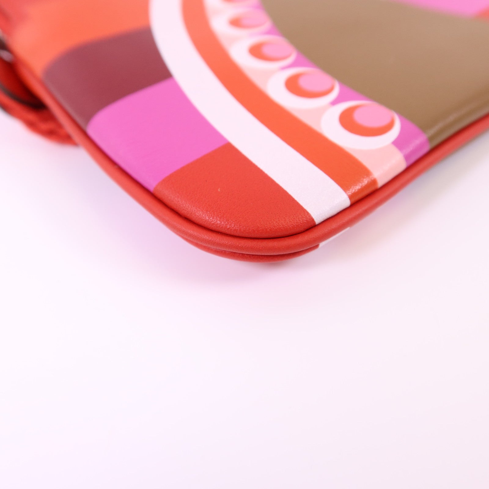 HERMES Swift皮革Carre Pocket Pouch銀扣小袋Rouge De Coeur