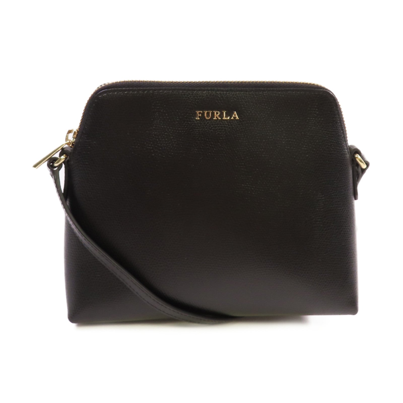 Furla 牛皮皮革Shoulder Bag金扣肩背袋黑色