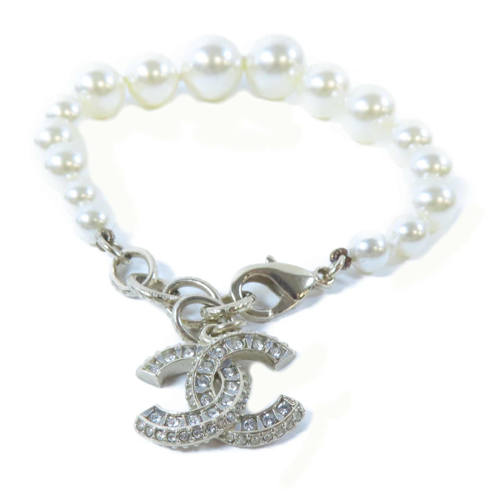 CHANEL PVC/金屬Bracelet手鏈白色/金色#18cm