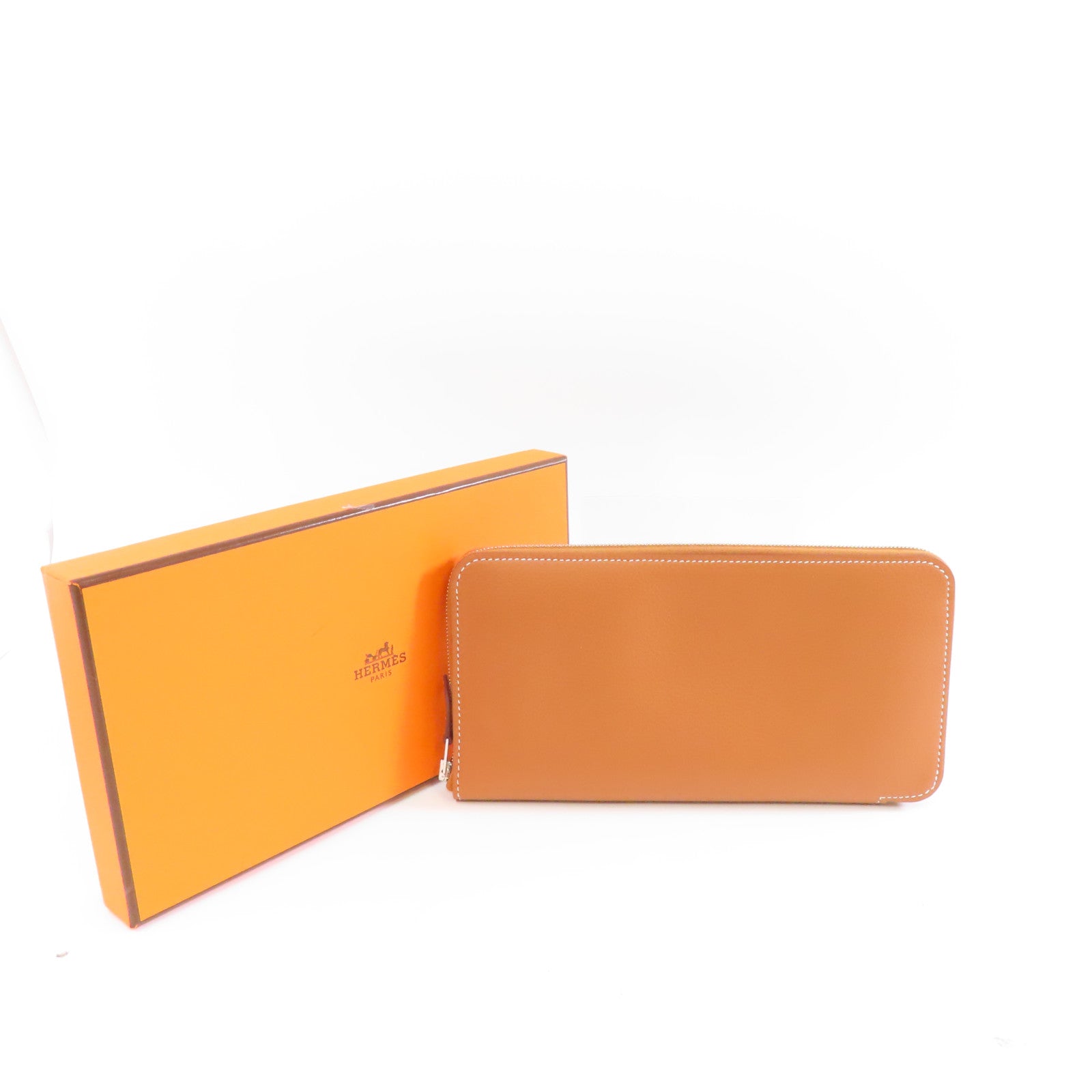 HERMES Evercolor皮革Silk in Wallet銀扣長錢包經典駝色