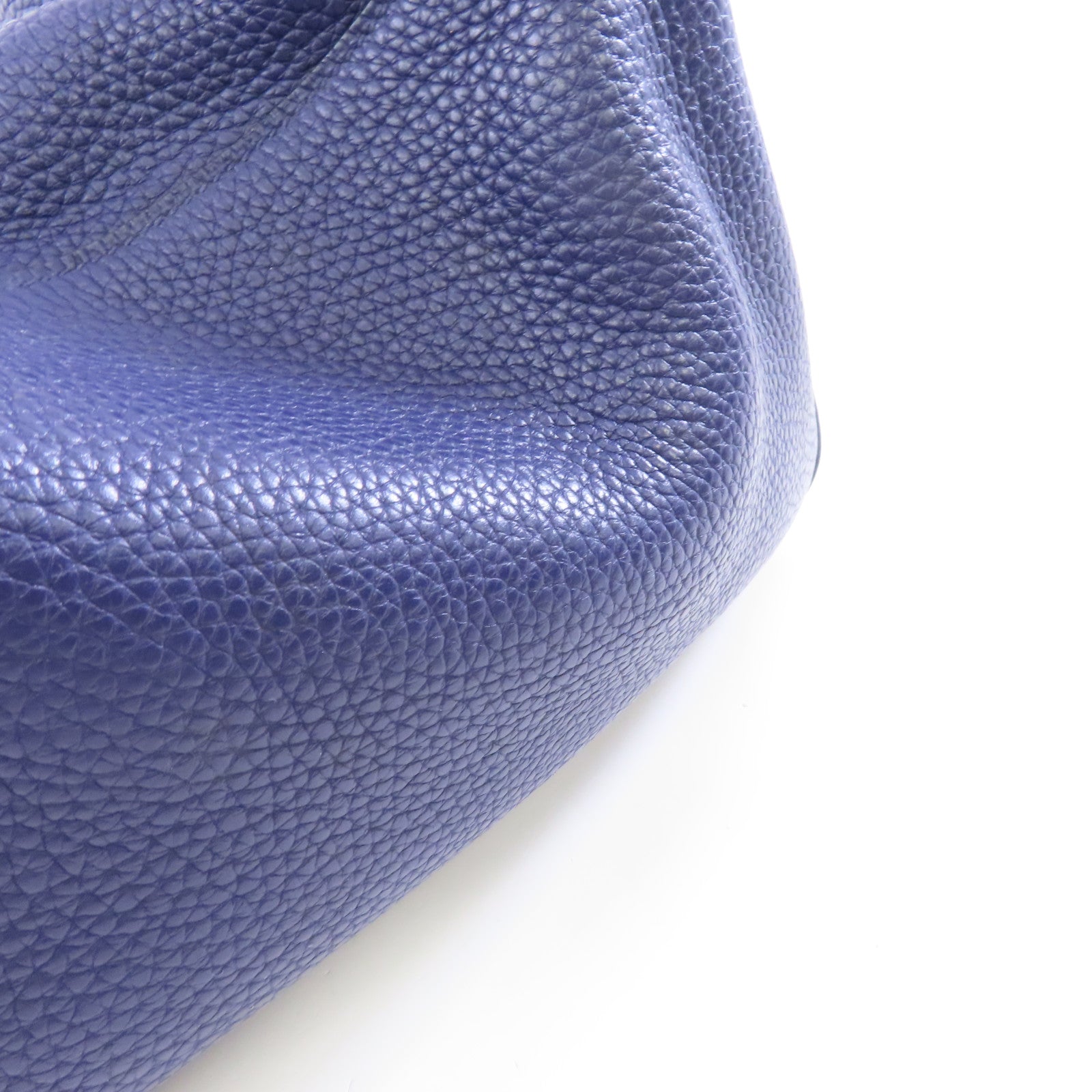 HERMES Clemence皮革Lindy 26銀扣手挽肩背兩用袋藍色/Bleu Saphir