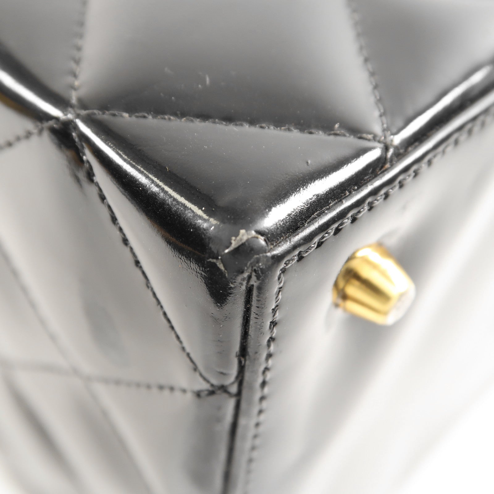 CHANEL CC GHW Makeup Box Handbag Patent Leather Black