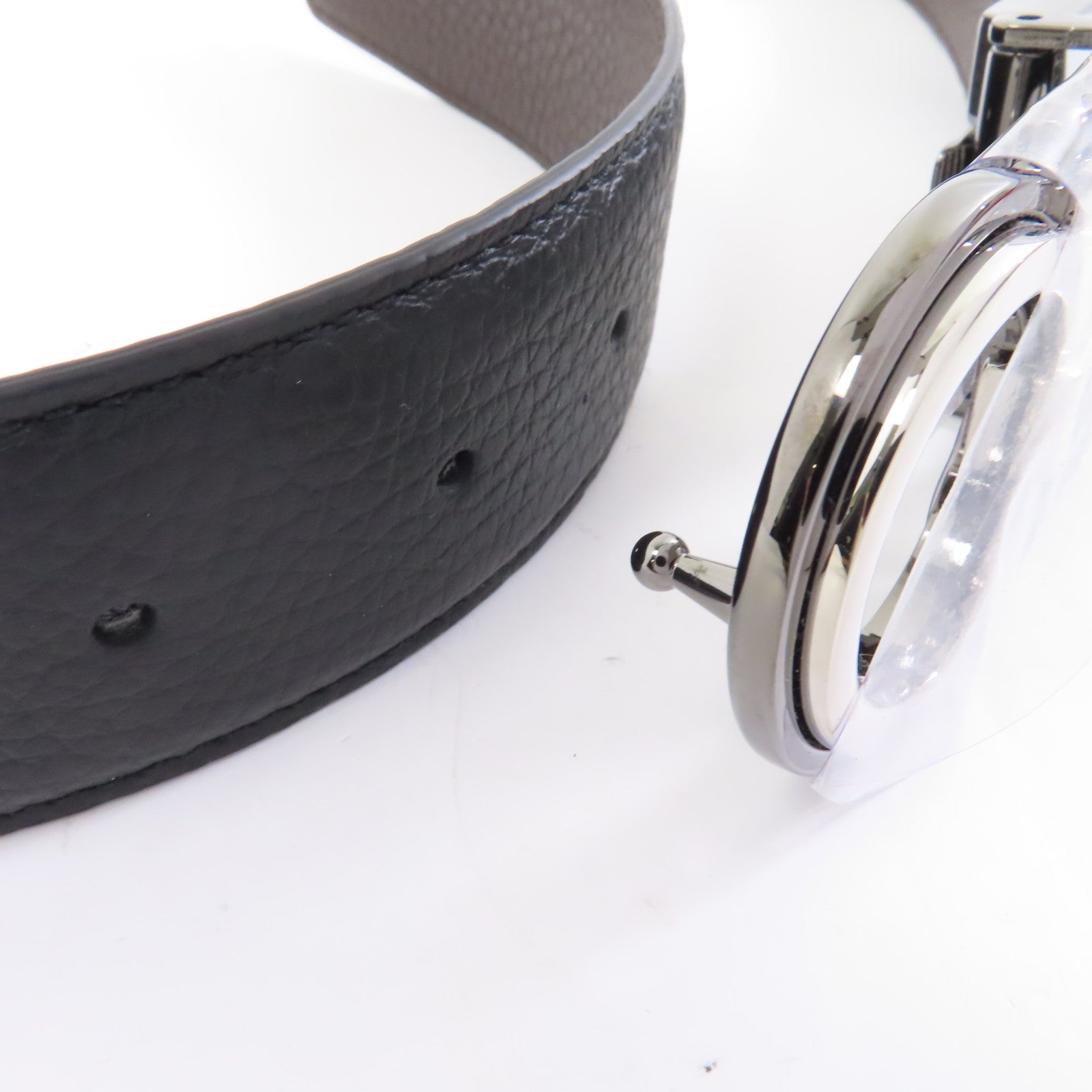 Salvatore Ferragamo 皮革Belt銀扣皮帶黑色/啡色