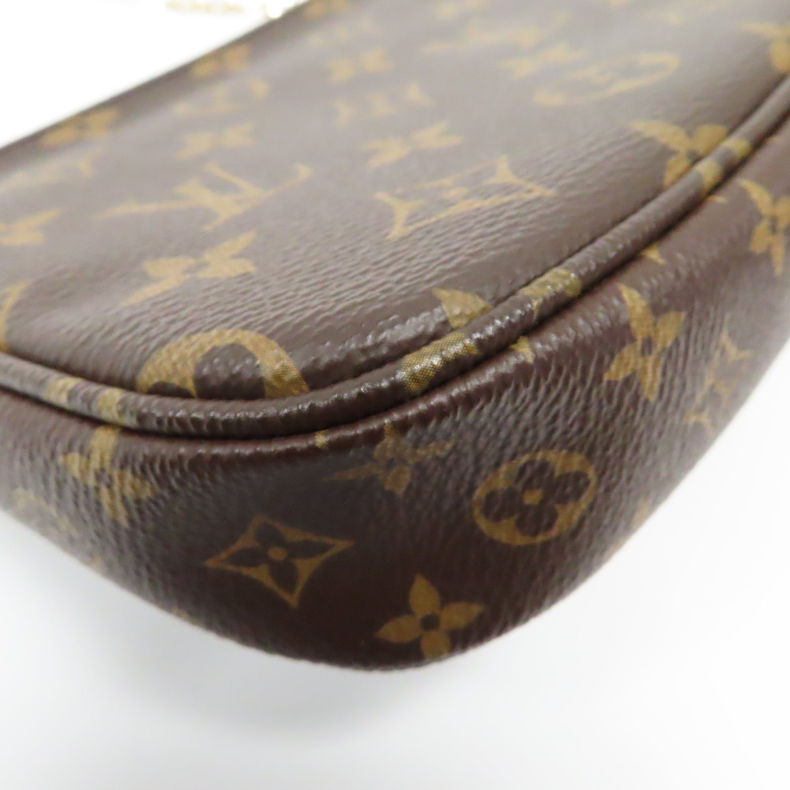 LOUIS VUITTON Monogram Mutti Pochette Accessories金扣鏈帶肩背袋啡色