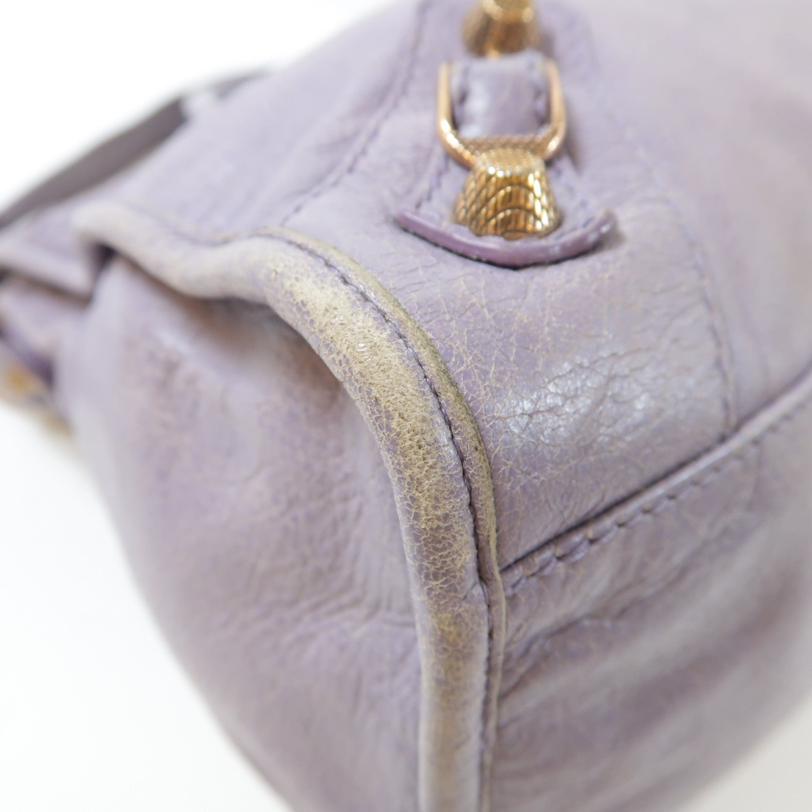 BALENCIAGA 羊皮皮革Giant City Bag金扣手挽肩背兩用袋紫色