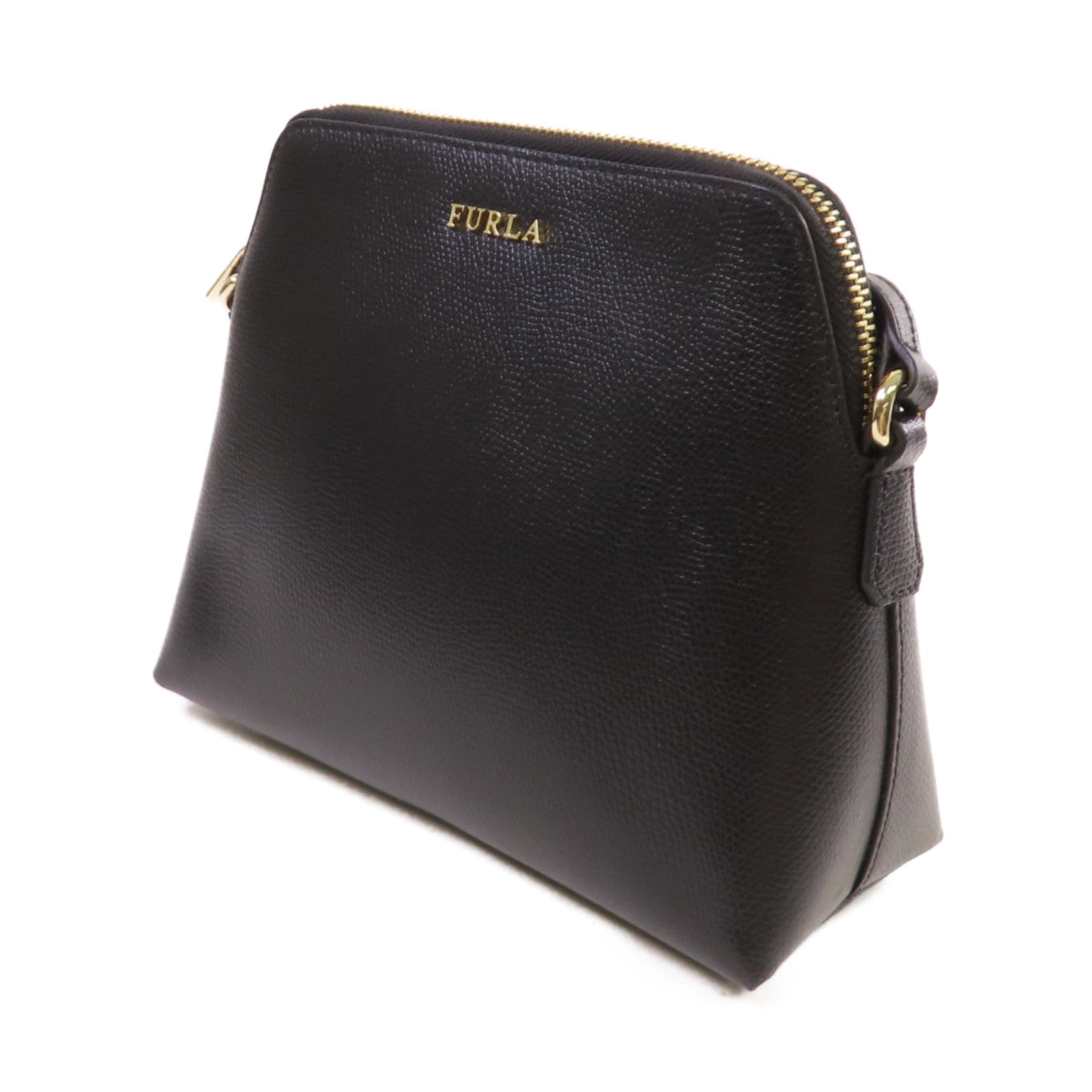 Furla 牛皮皮革Shoulder Bag金扣肩背袋黑色