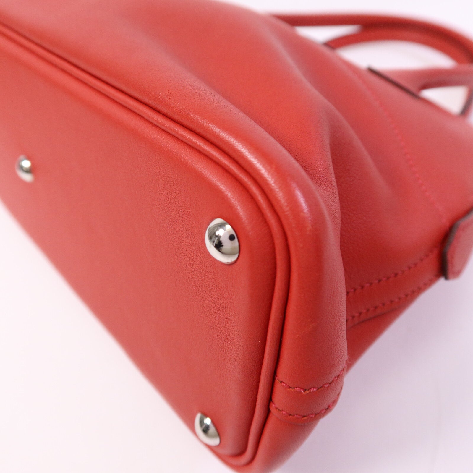HERMES Swift皮革Bolide 27銀扣手挽肩背兩用袋Rouge Tomate