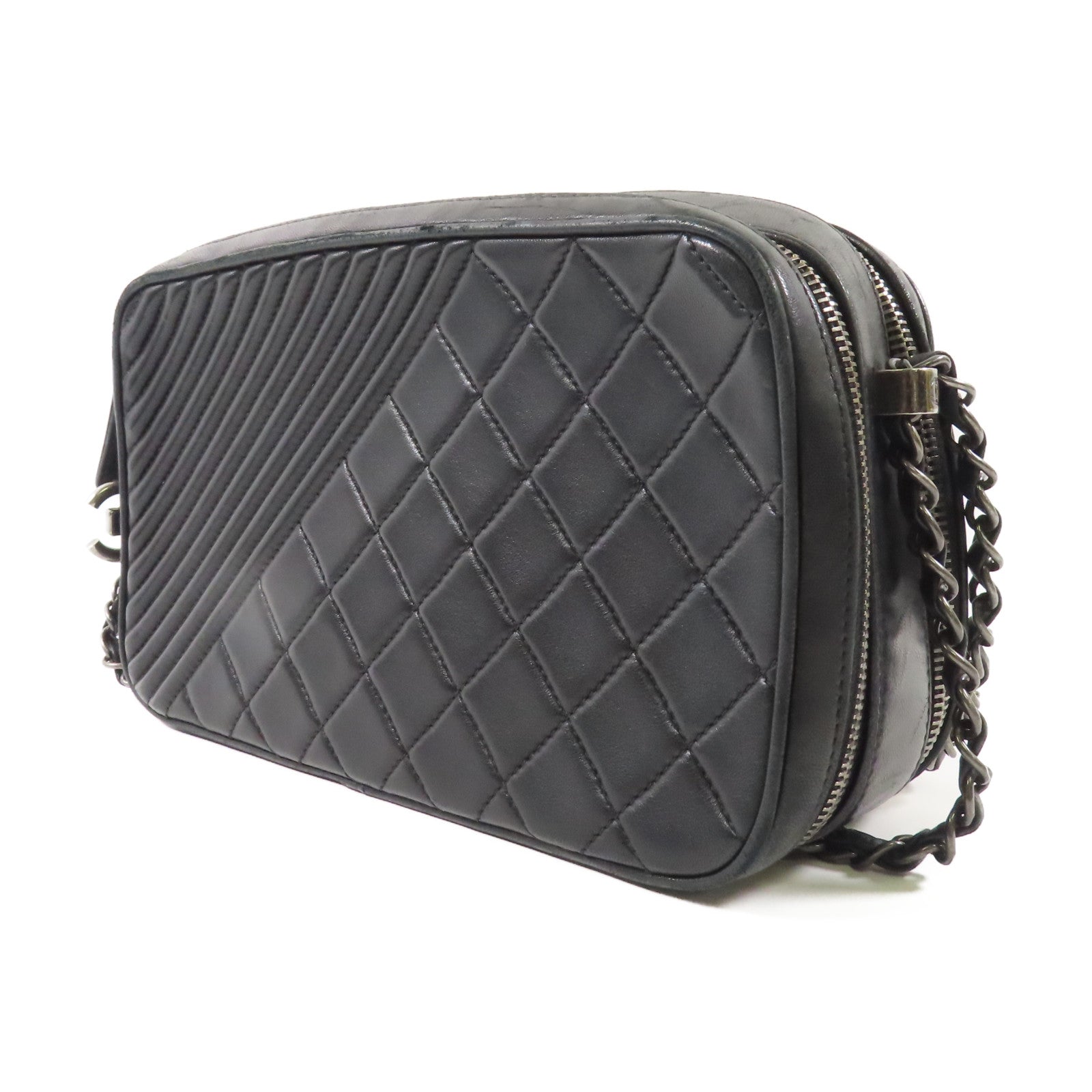 CHANEL 牛皮皮革Chain Shoulder Bag銀扣鏈帶肩背袋