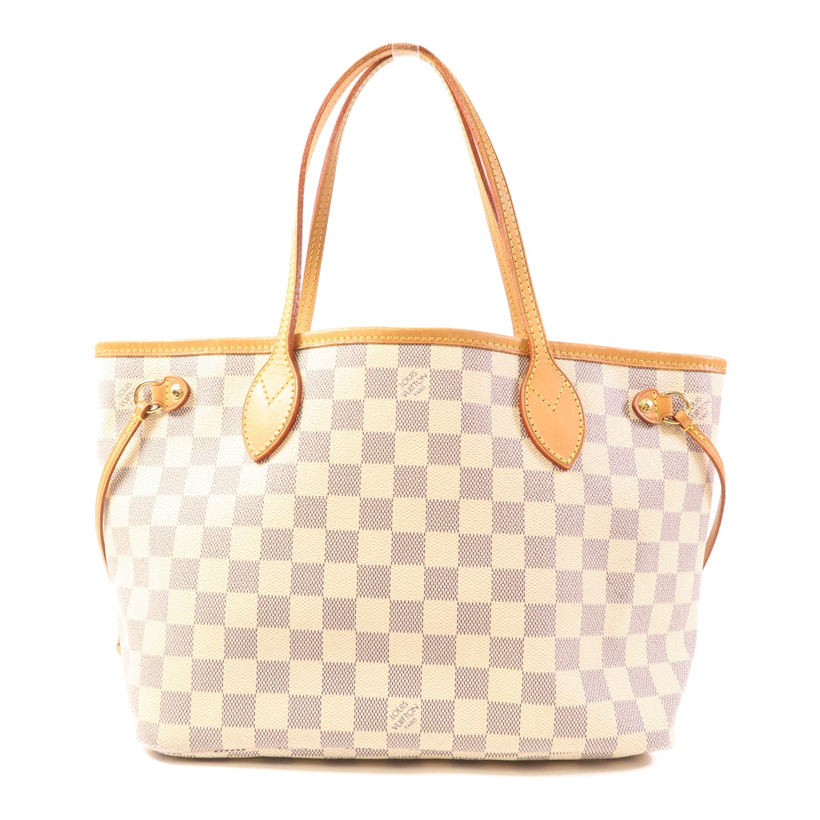 LOUIS VUITTON Damier Azur Neverfull PM金扣手挽袋