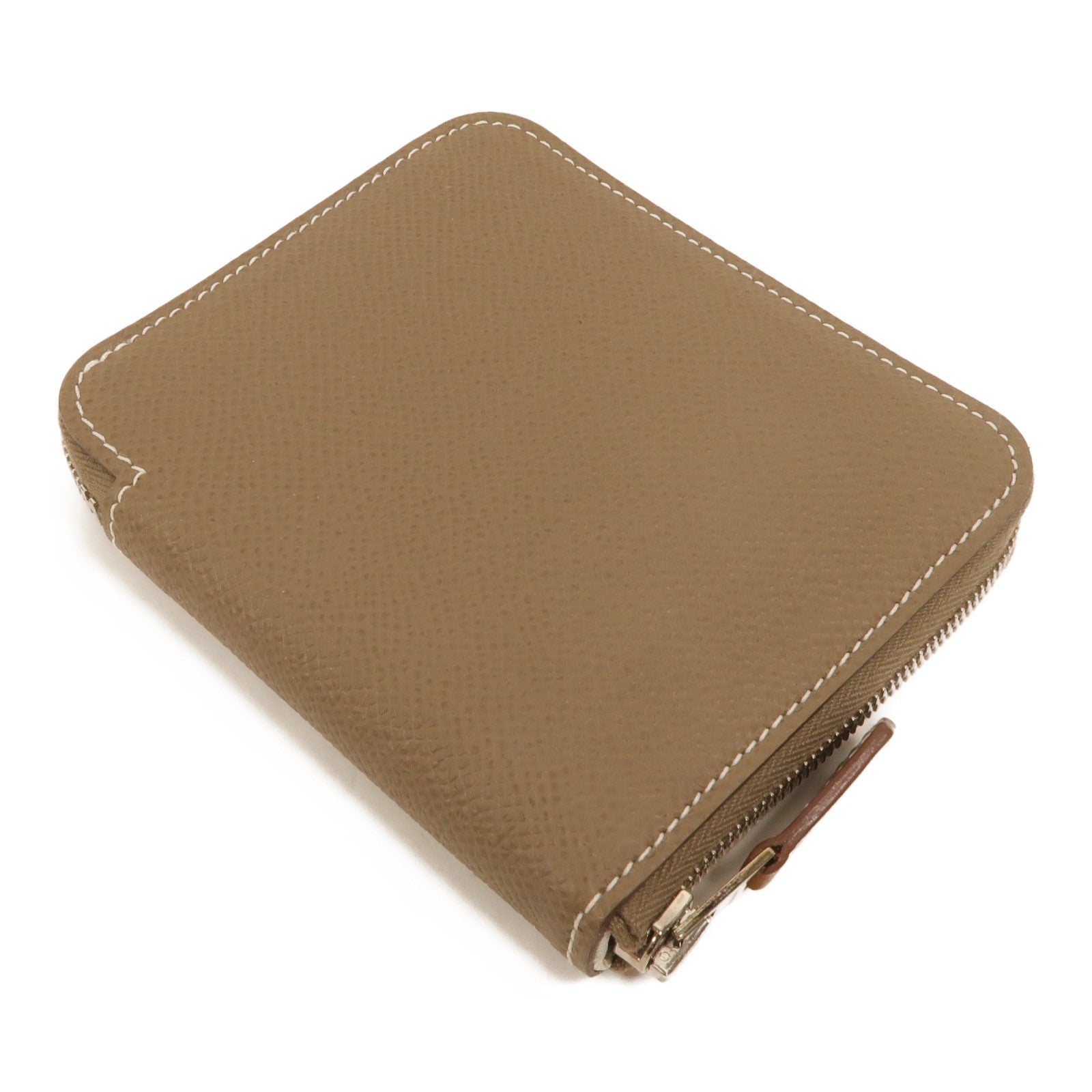 HERMES Epsom皮革Silk In Compact Wallet錢包Etoupe