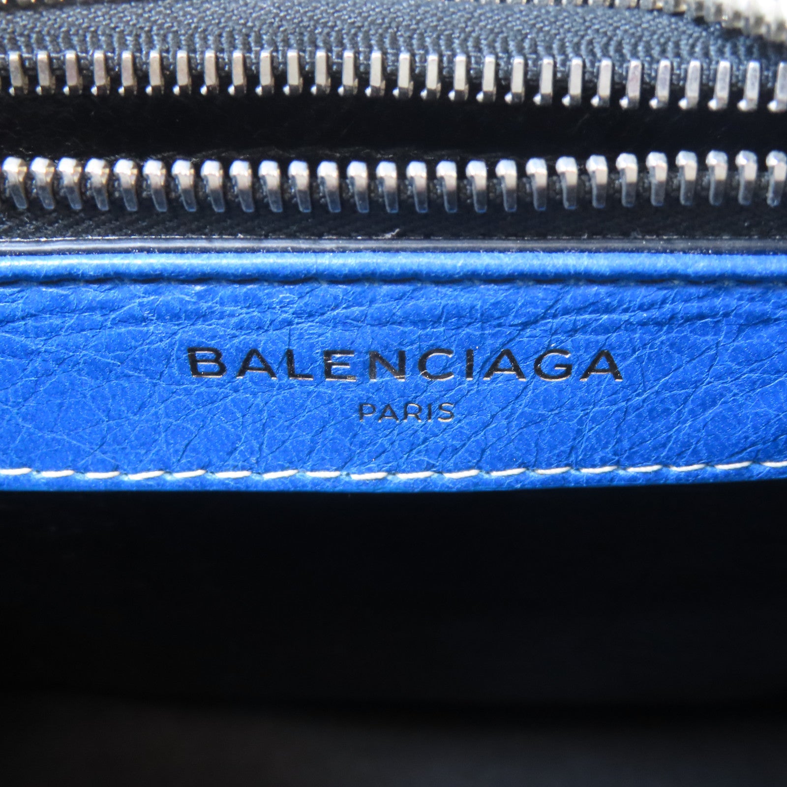 BALENCIAGA 牛皮皮革Bazar Bag銀扣手挽肩背兩用袋紅色/白色/藍色